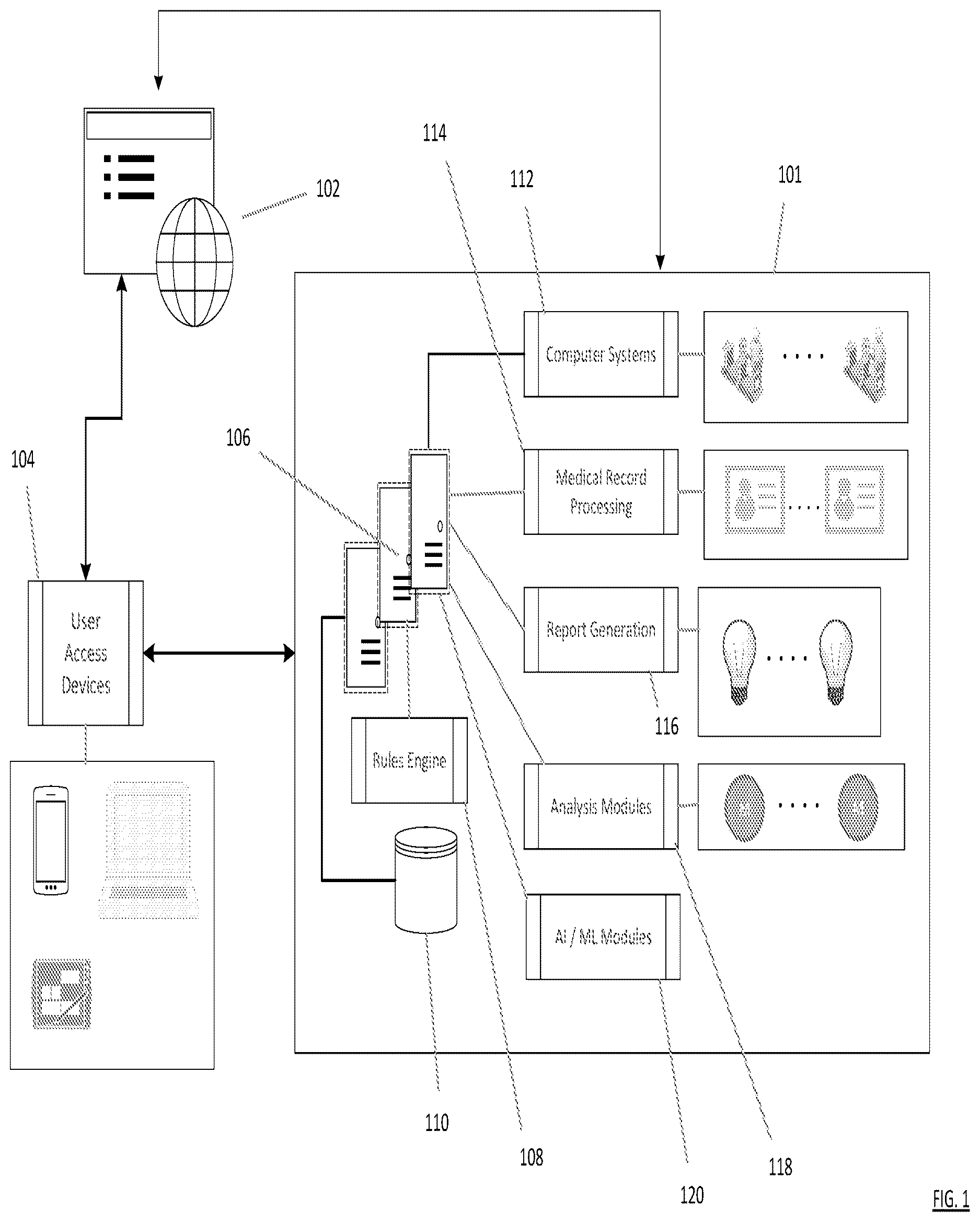 Patent US12620466 — Computer-based tools and techniques for analyzing health care data in connection with medical procedures — Figure 1