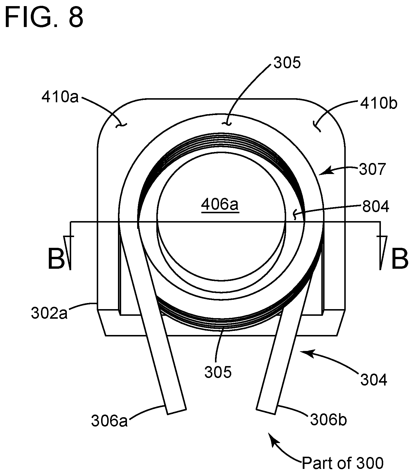 Patent US12620523 Figure 8 – Inductor apparatus optimized for low power loss in class-D audio amplifier applications and method for making the same