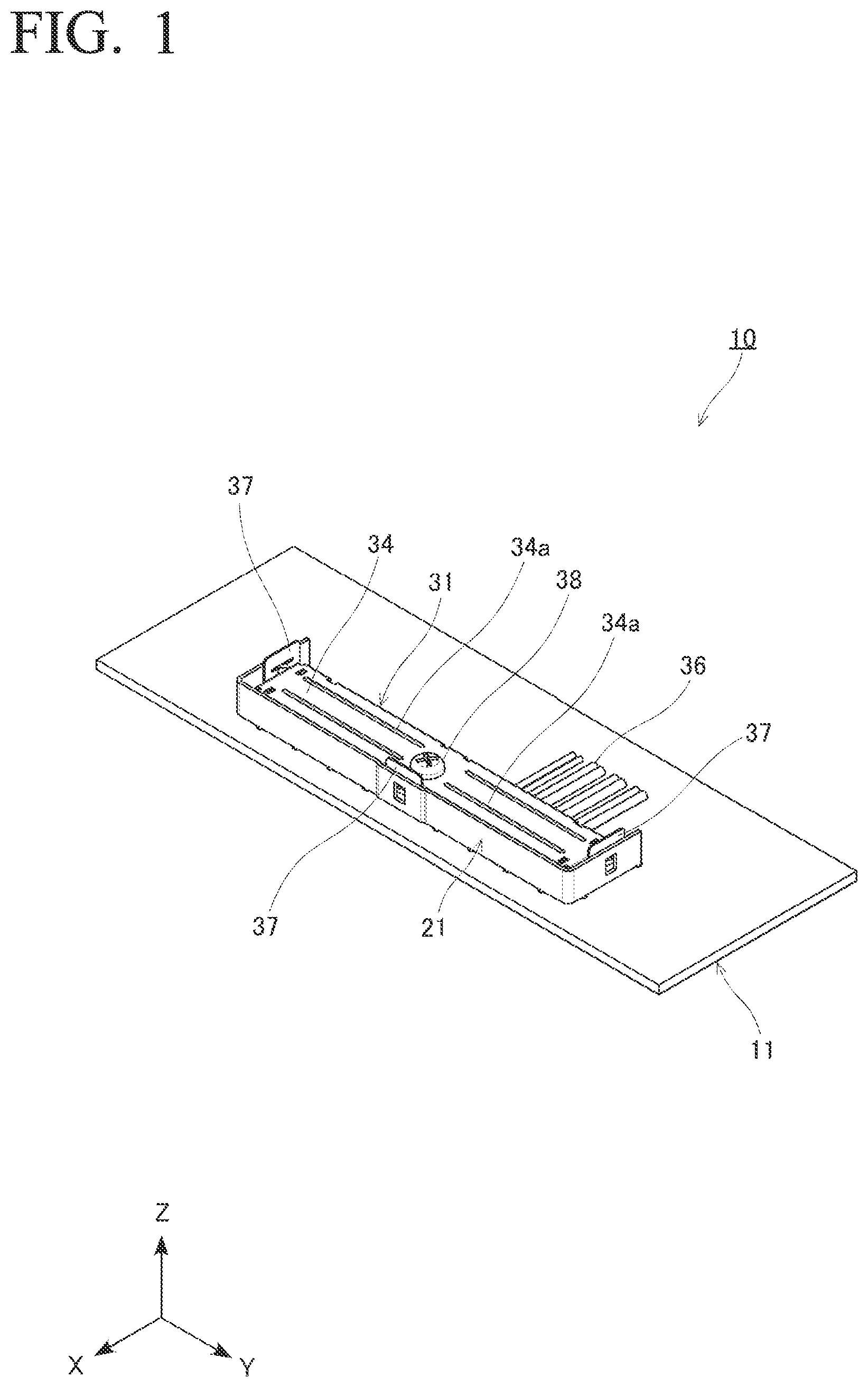 Patent US12620732 Figure 1 – Connector with substrate