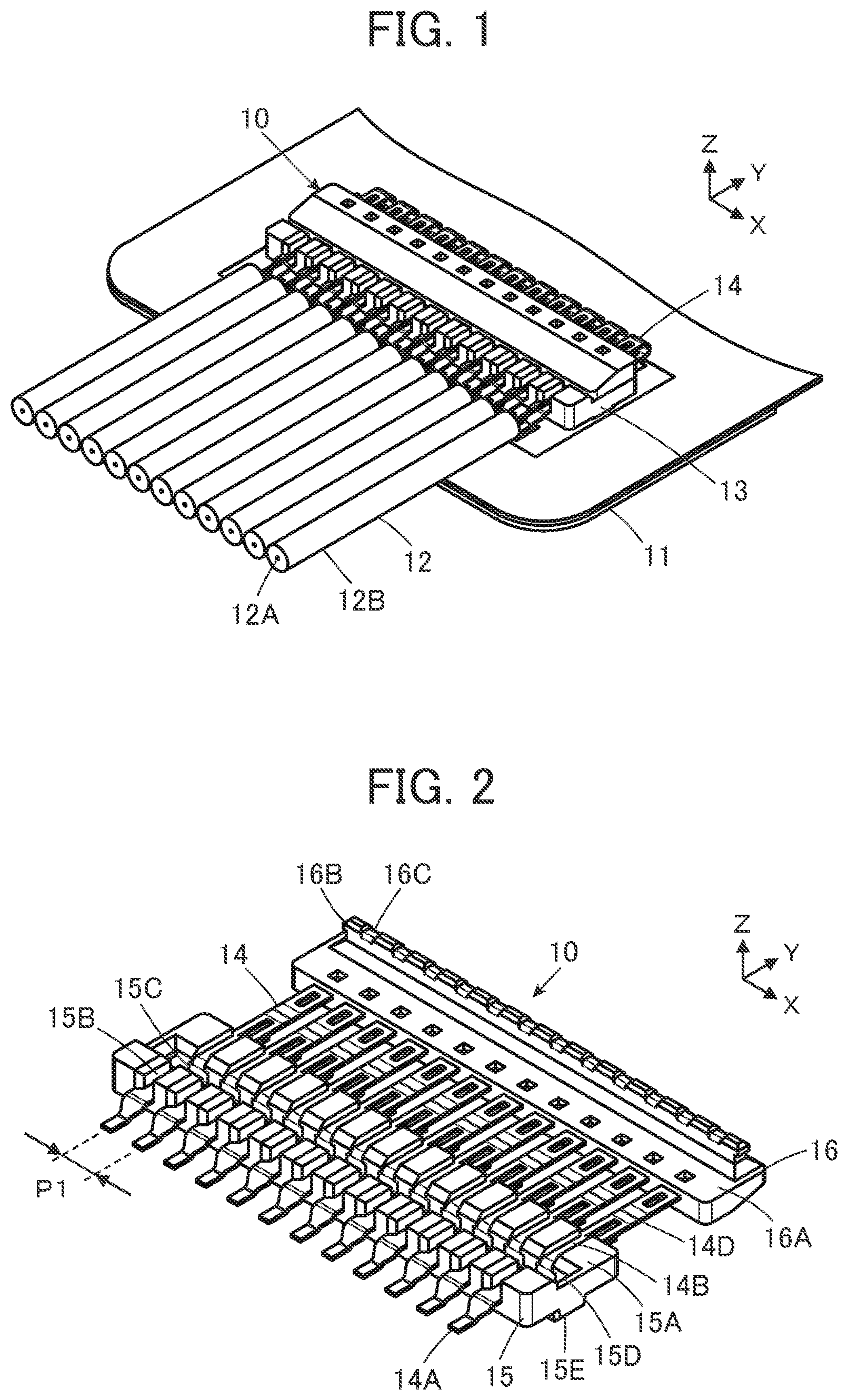 Patent US12620740 Figure 1 – Connector connecting an electric wire to a substrate