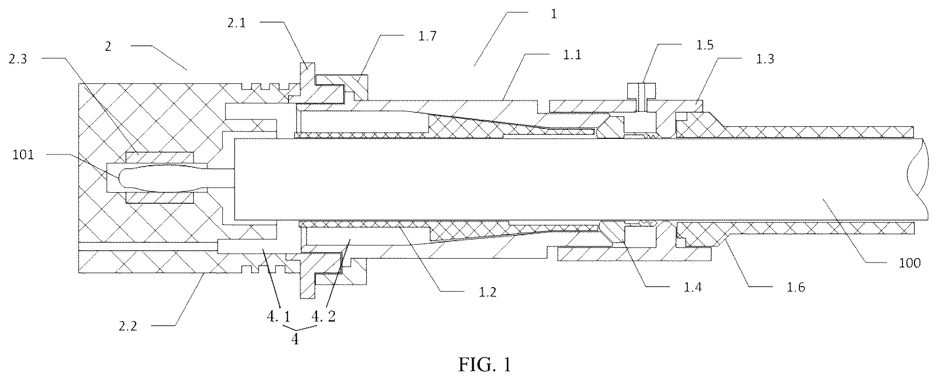 Patent US12620755 — Quick electrical-connecting structure for high-voltage high-frequency pulse environment — Figure 1