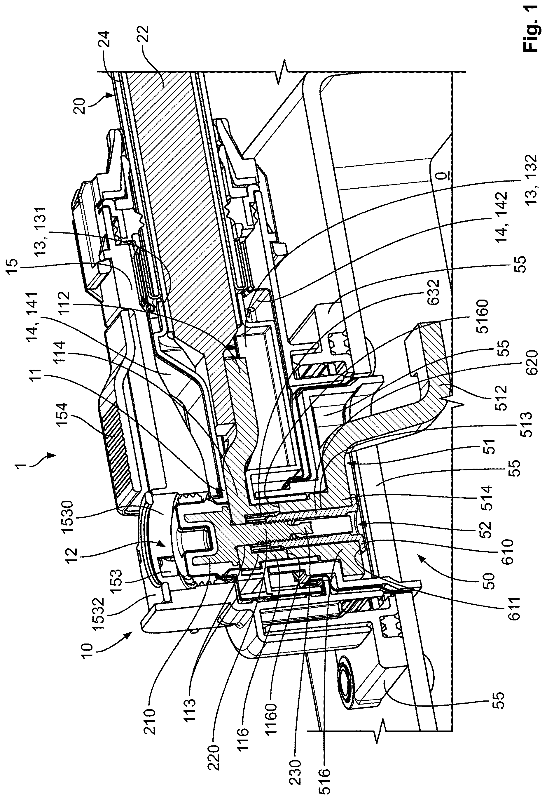 Patent US12620757 Figure 1 – High-current connection clamping screw device as well as electrical high-current connector and high-current line connector
