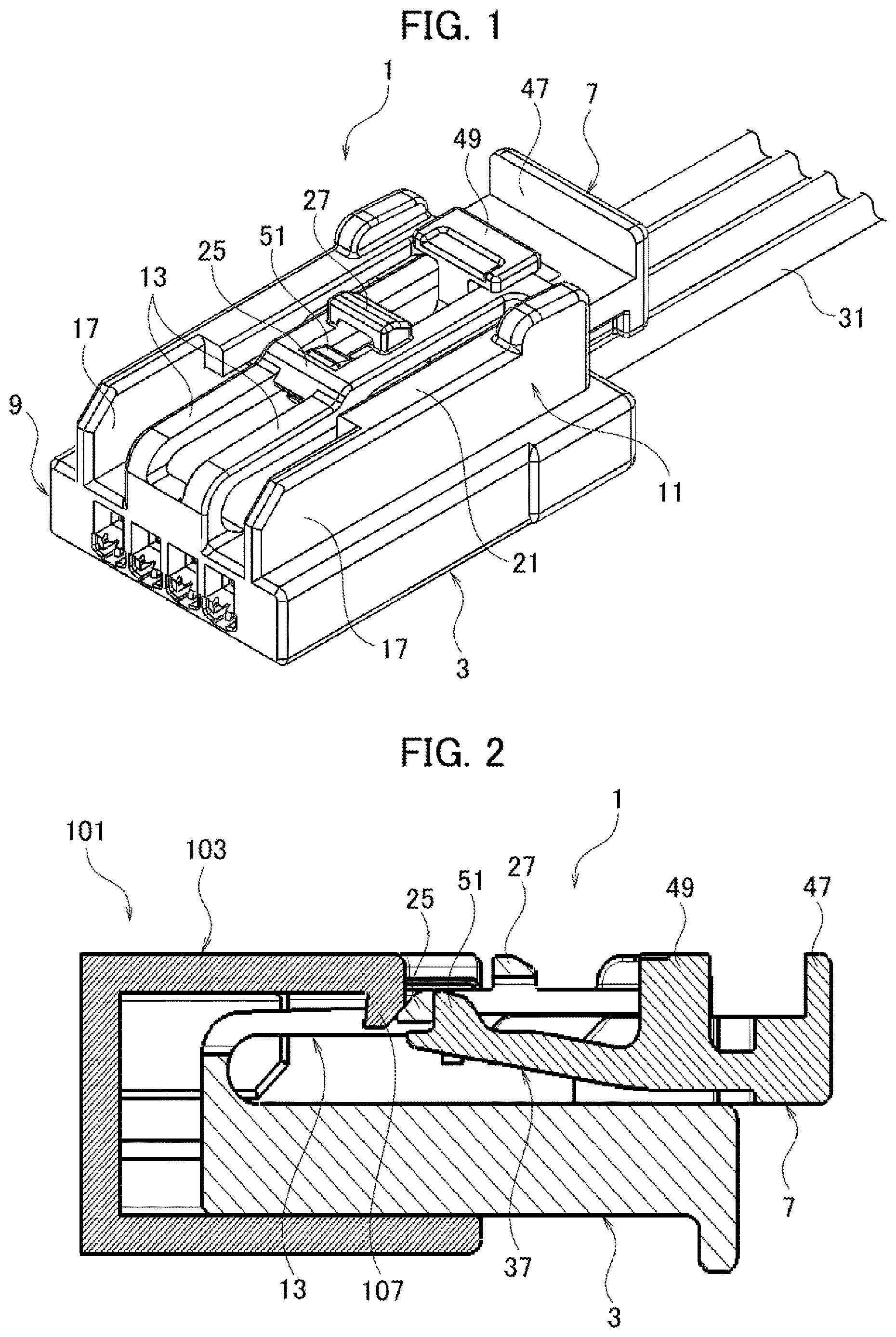 Patent US12620759 — Connector with restrained movement between locking positions — Figure 1