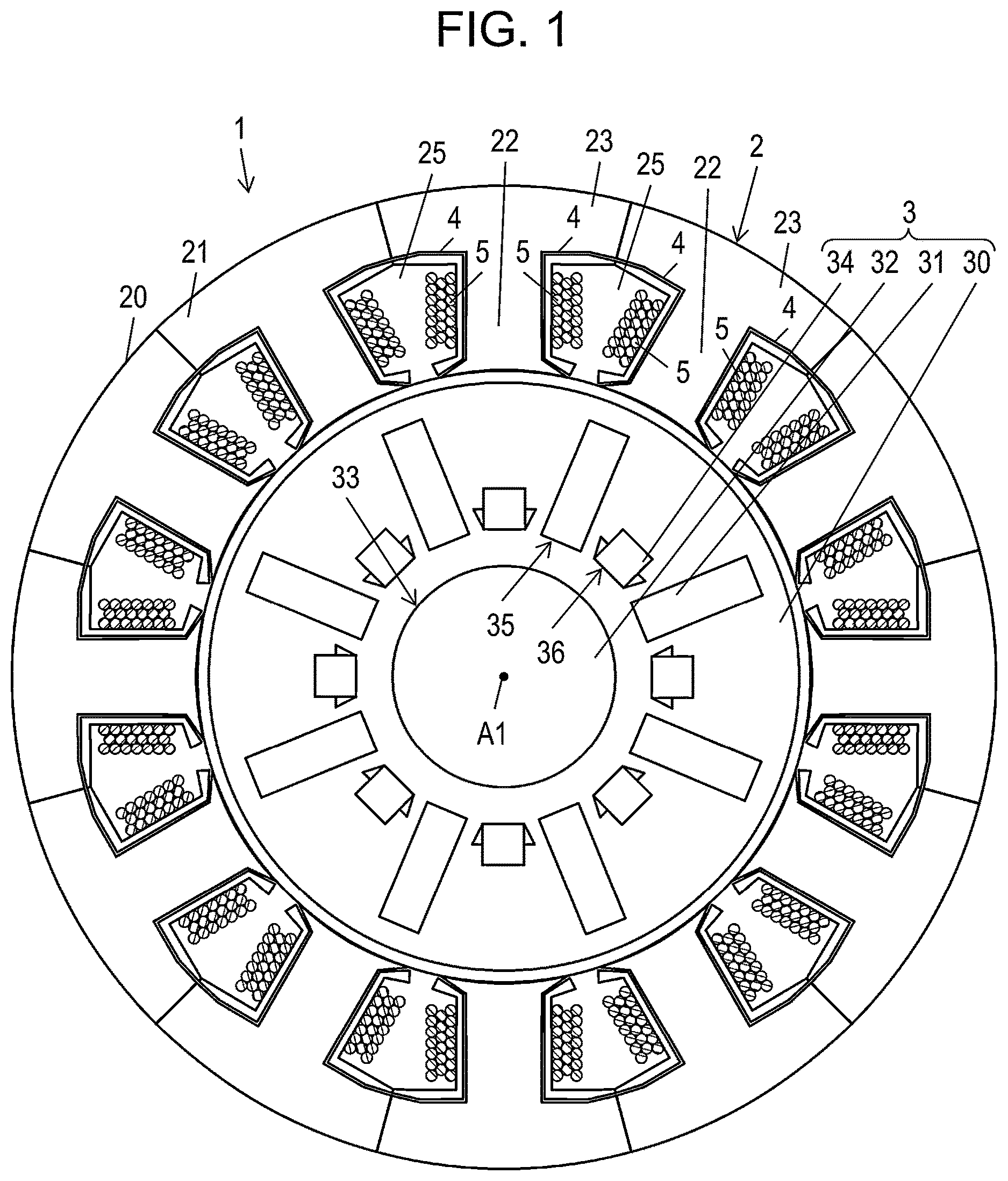 Patent US12620843 — Stator and rotary electric machine — Figure 1