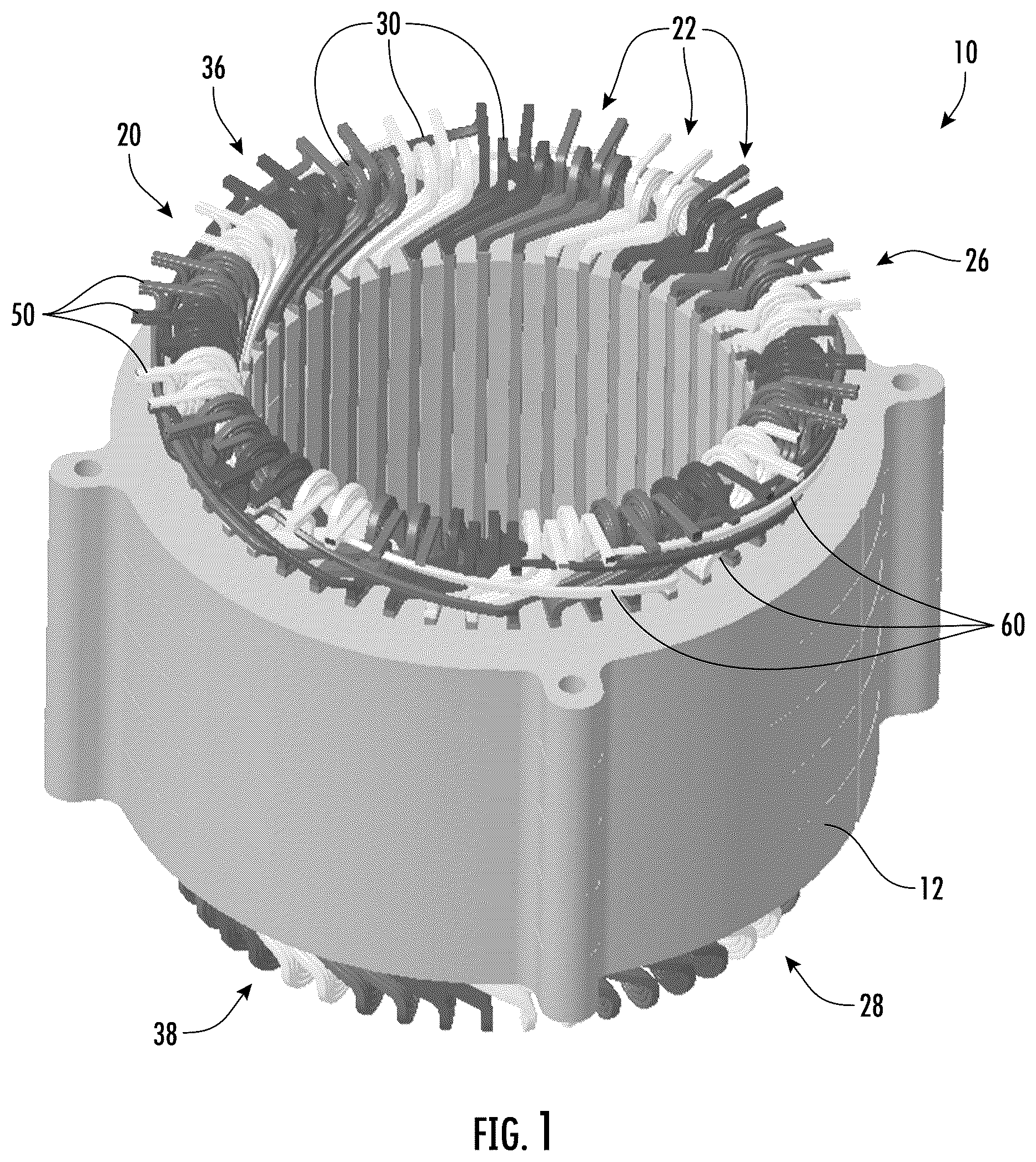 Patent US12620857 — Stator winding arrangement with connections for adjacent diamond coils — Figure 1