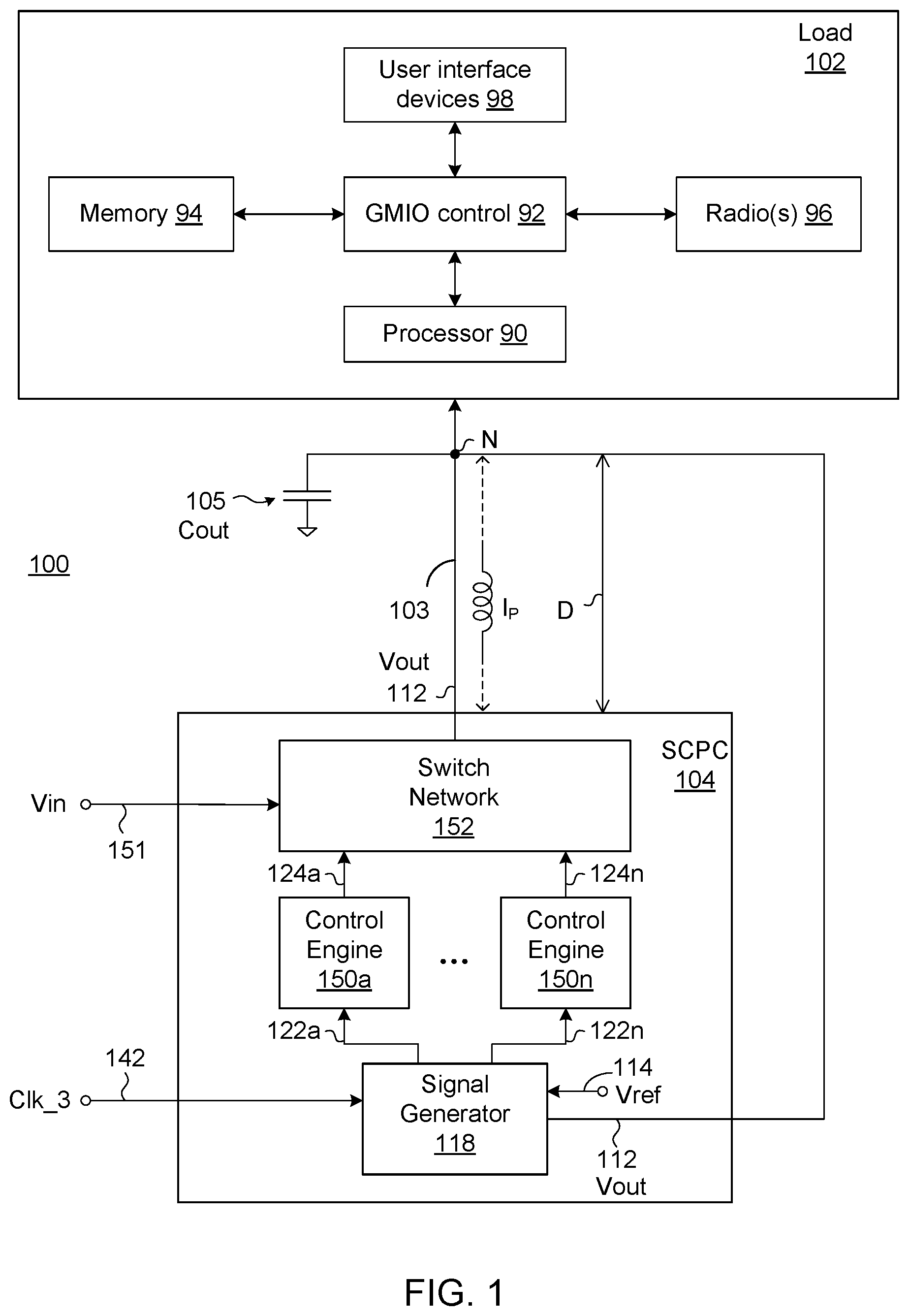 Patent US12620894 — Maximum frequency adjustment control for a switched capacitor power converter — Figure 1
