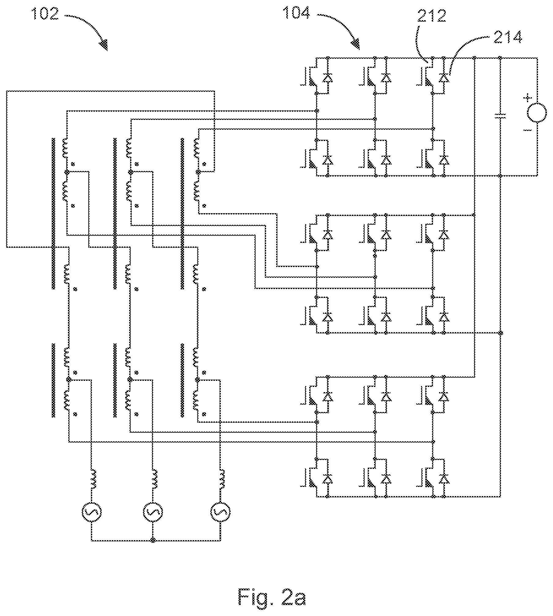 Patent US12620902 Figure 2 – Bi-directional medium voltage to low voltage converter topology