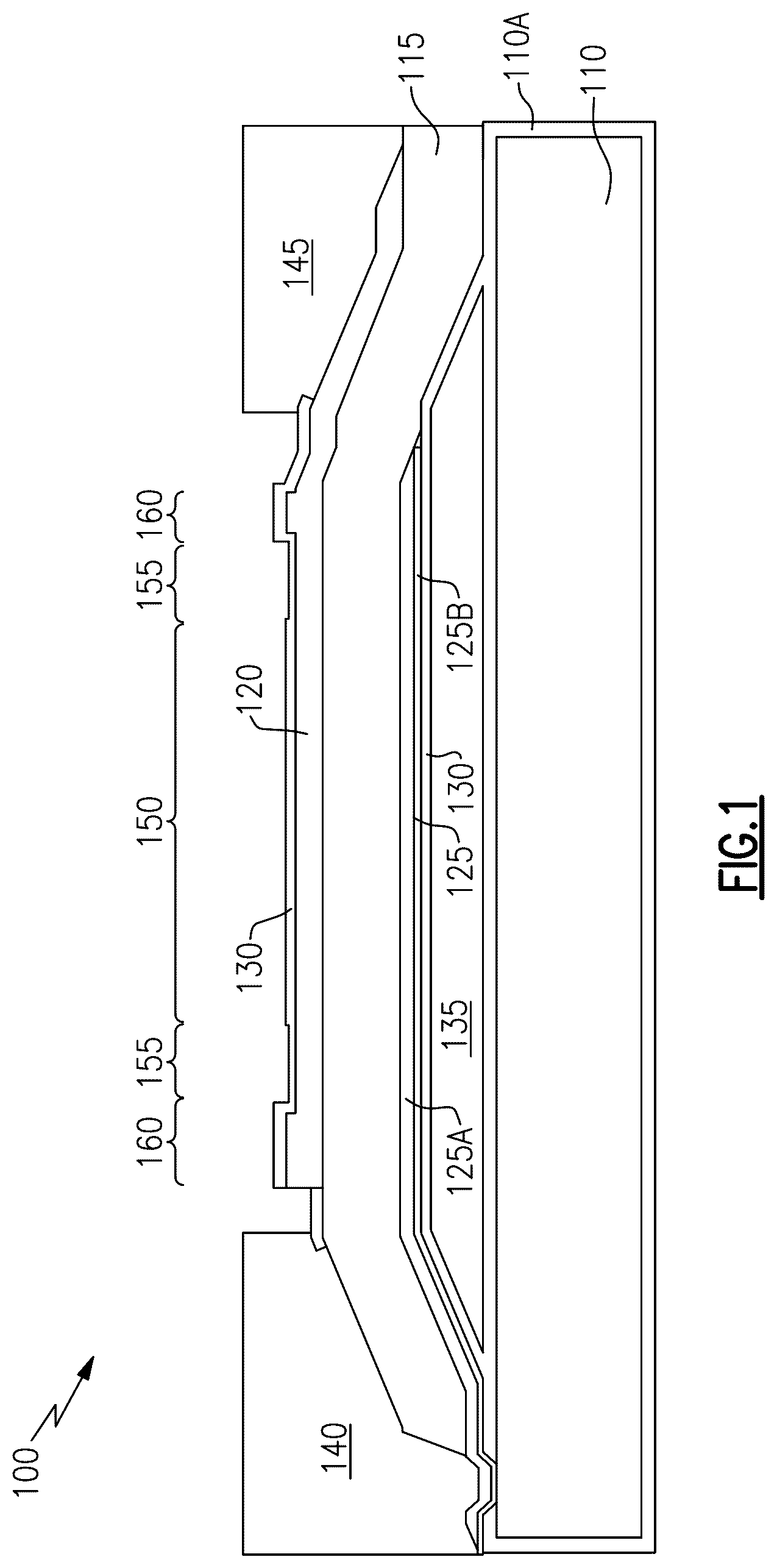 Patent US12620967 — Enhanced bulk acoustic wave resonator performance using metallic bragg mirrors — Figure 1