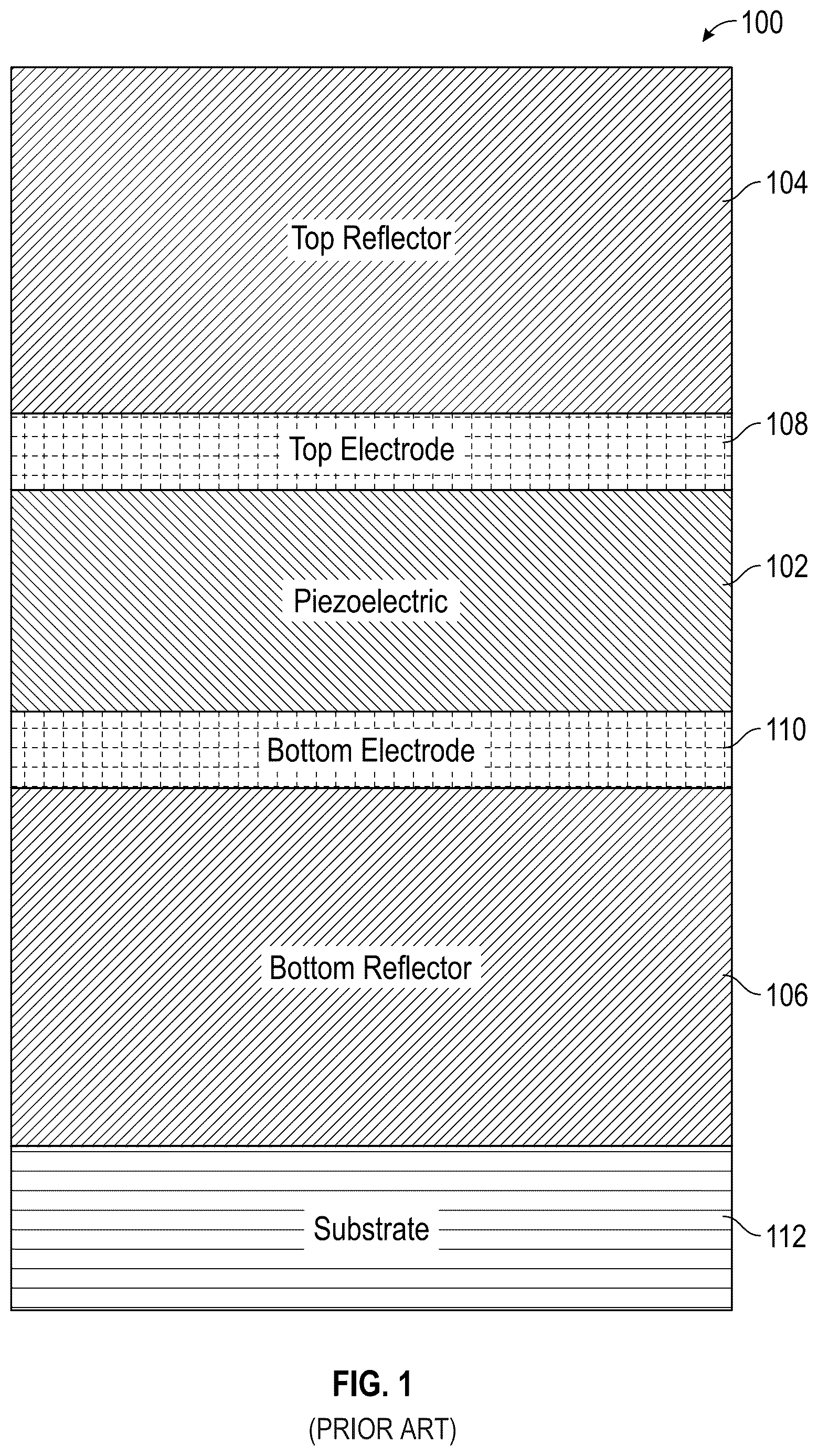 Patent US12620974 — Stacked resonators with shared reflector layers — Figure 1