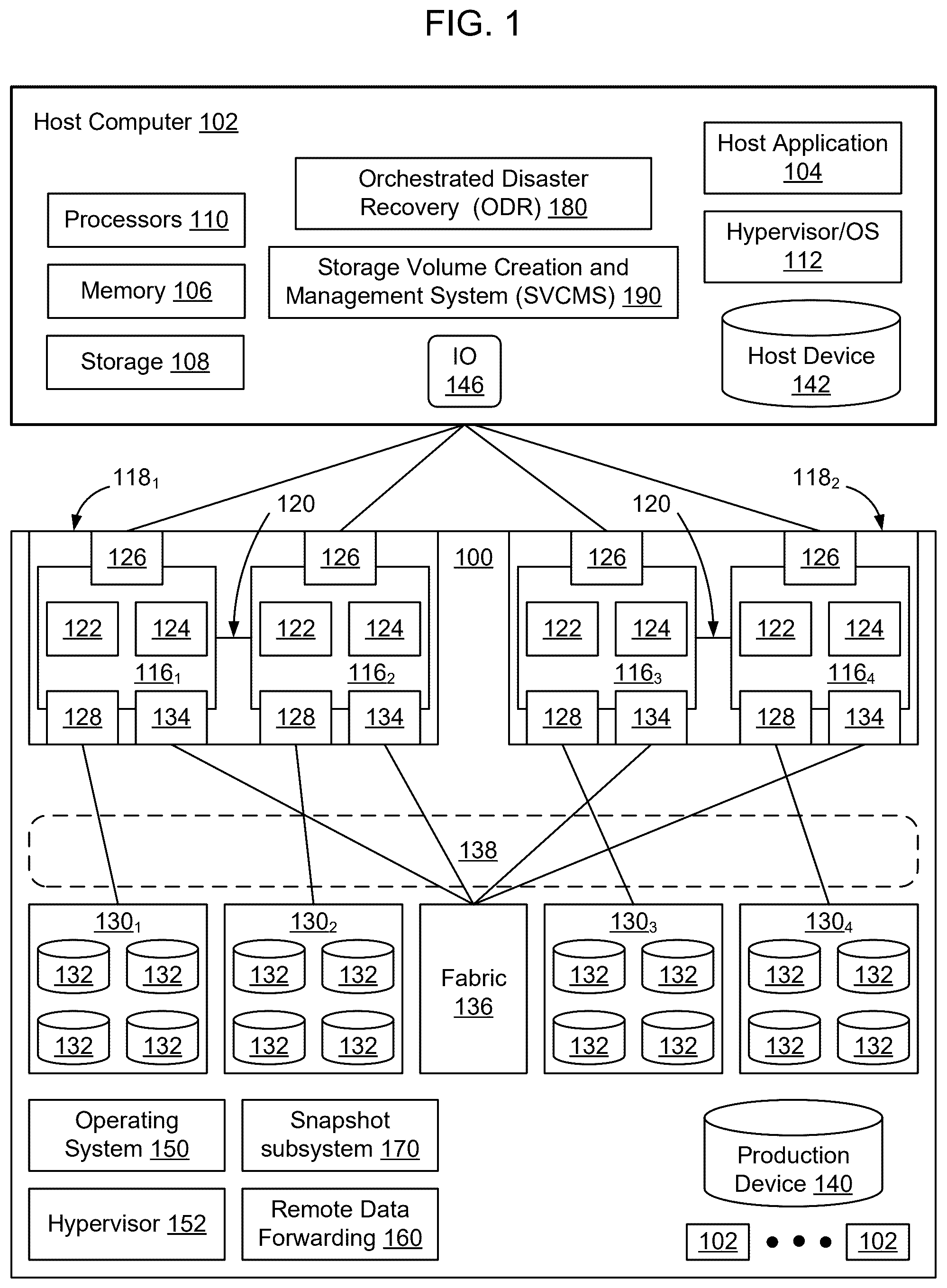 Patent US12621145 — Storage-based secure communication with a physical cyber recover vault — Figure 1