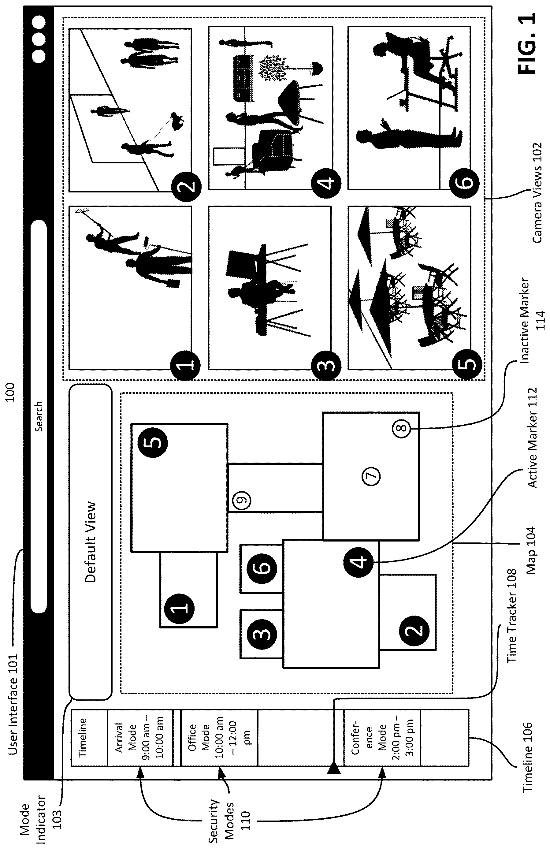 Patent US12621413 — Systems and methods for updating a security user interface based on scheduled modes — Figure 1
