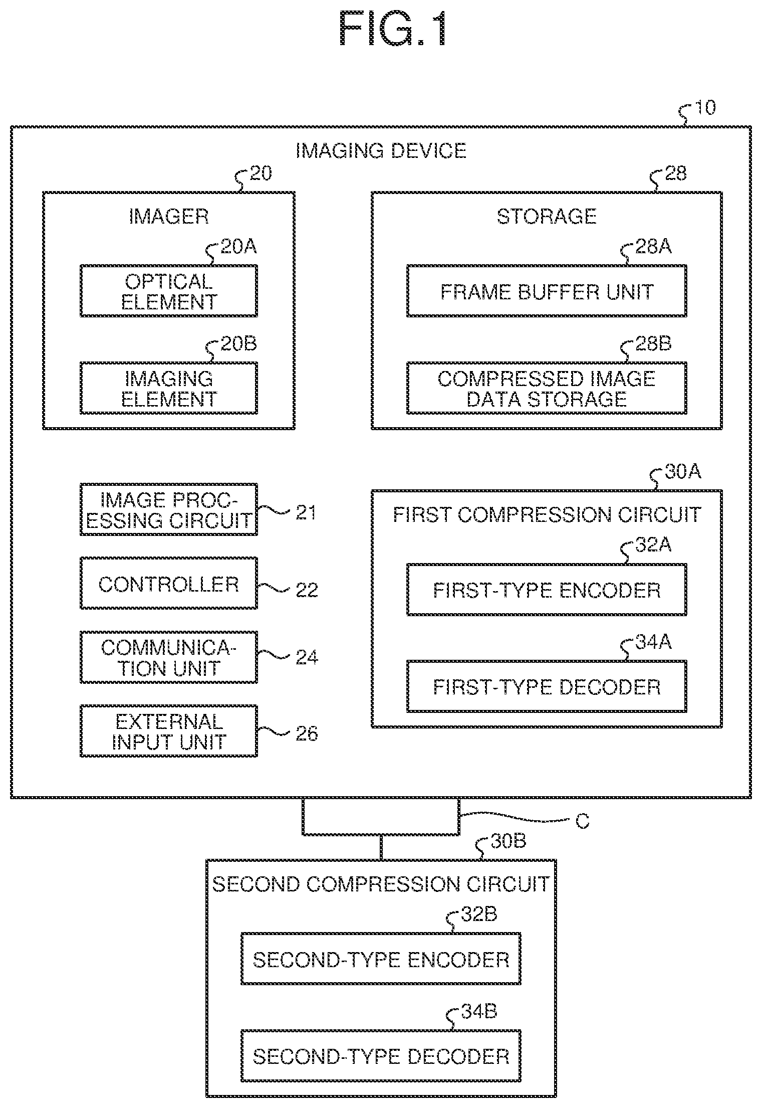 Patent US12621475 — Imaging device, non-transitory storage medium, and encoder selection method — Figure 1