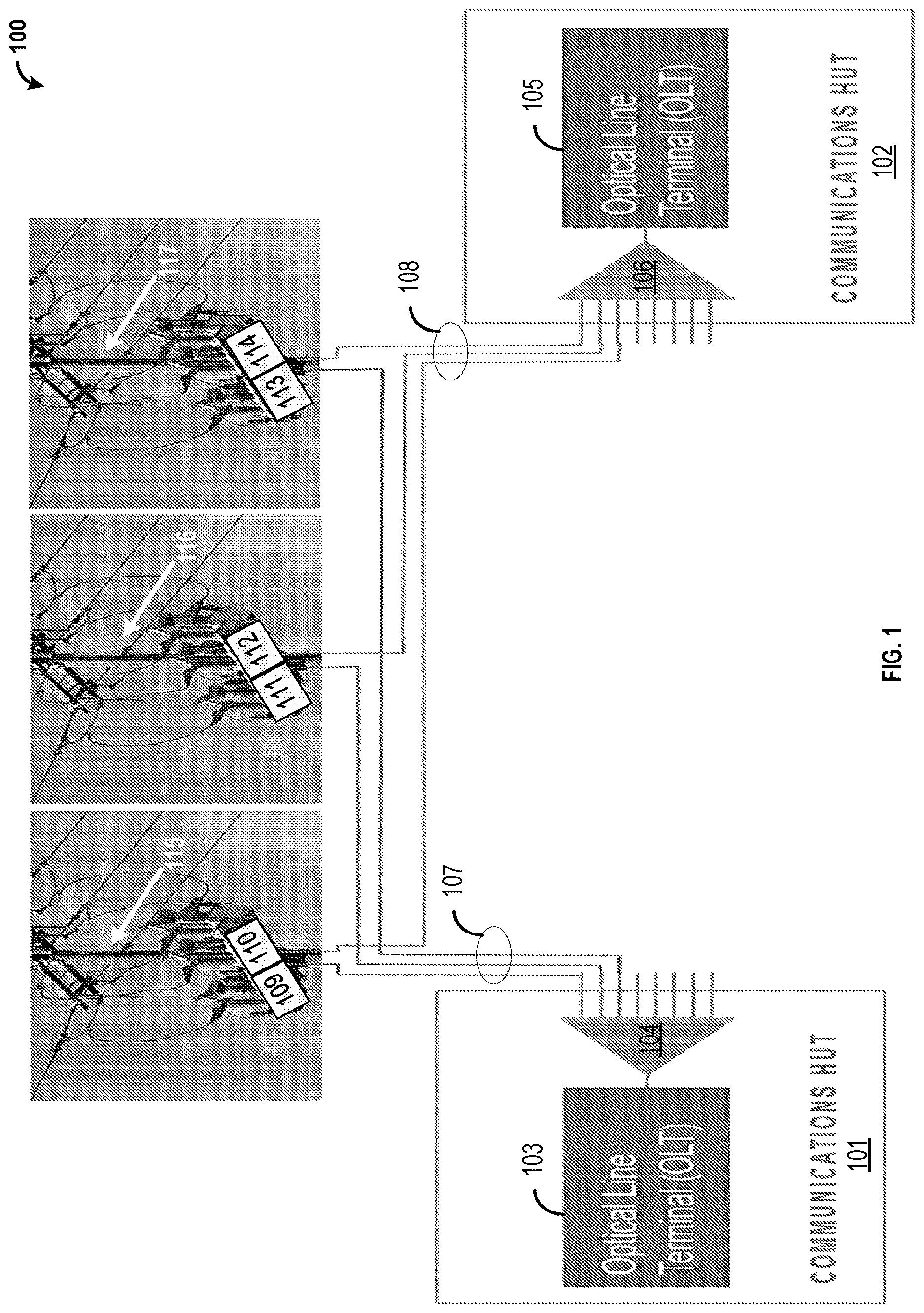 Patent US12621591 Figure 1 – Passive optical network for utility infrastructure resiliency