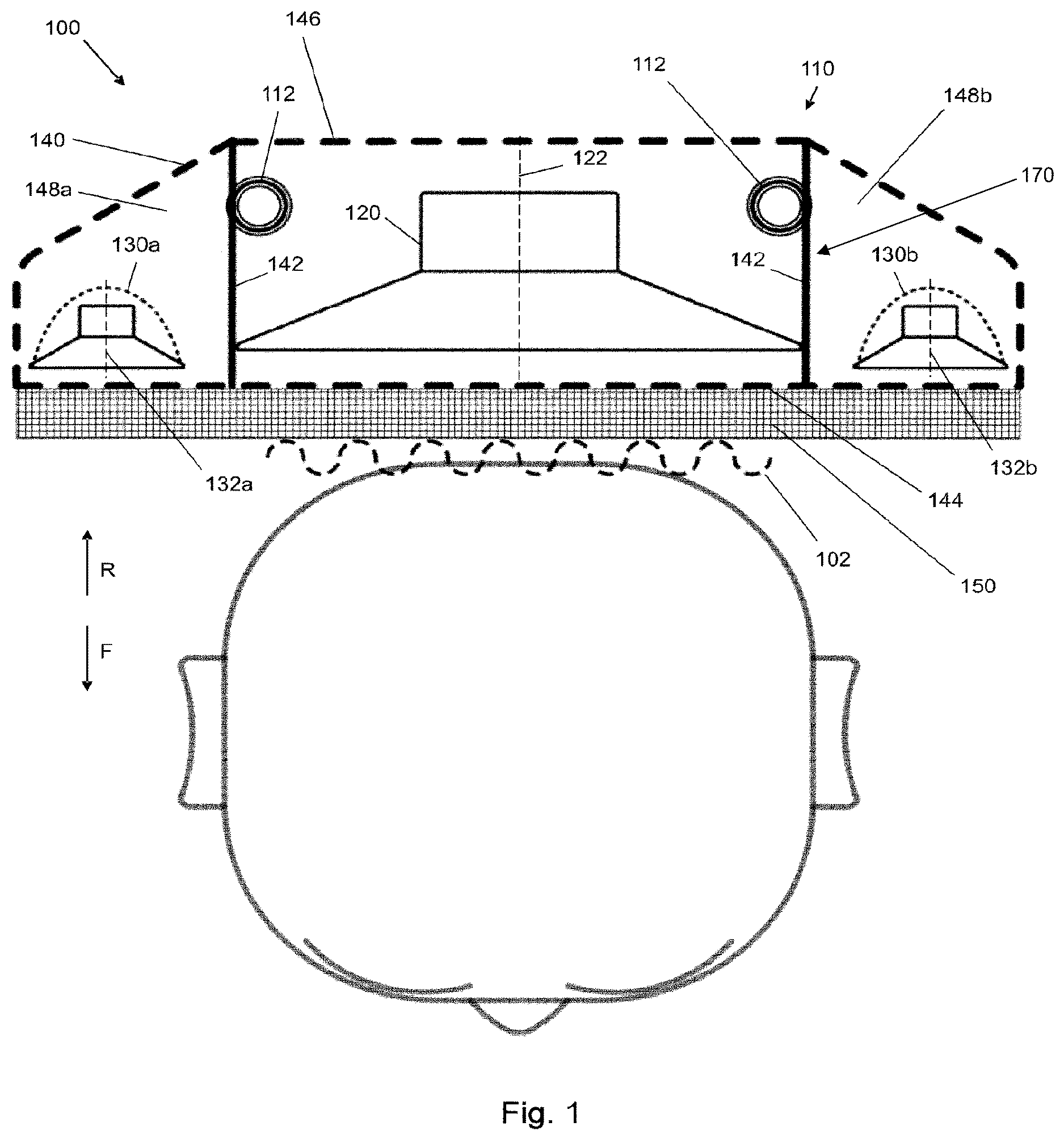 Patent US12621602 Figure 1 – Loudspeaker assembly for headrest