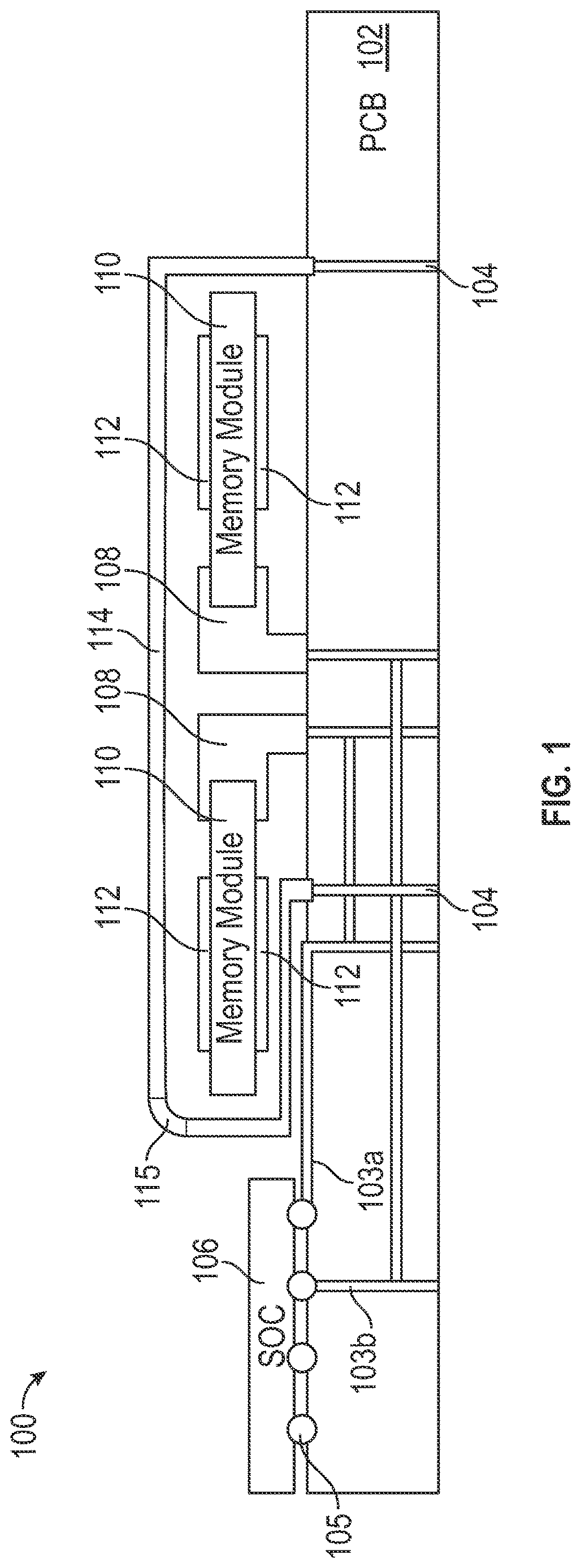 Patent US12621970 — Electromagnetic interference shield extending underneath memory modules — Figure 1