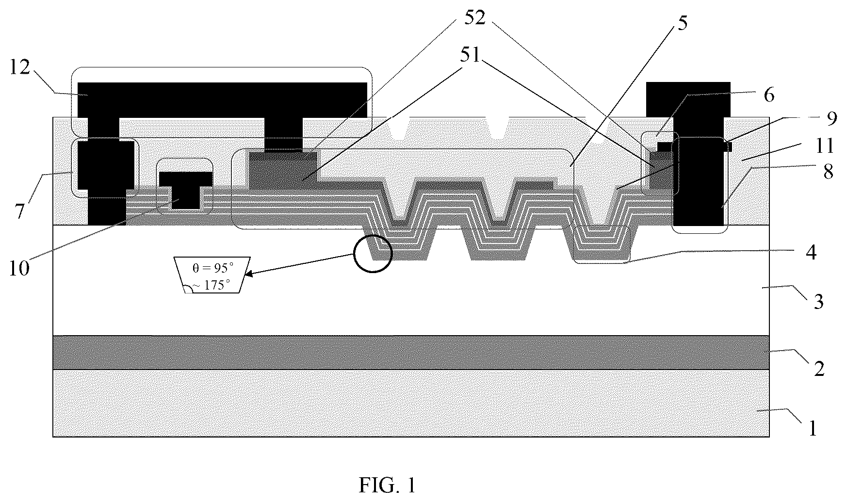 Patent US12622013 — Folded channel gallium nitride based field-effect transistor and method of manufacturing the same — Figure 1