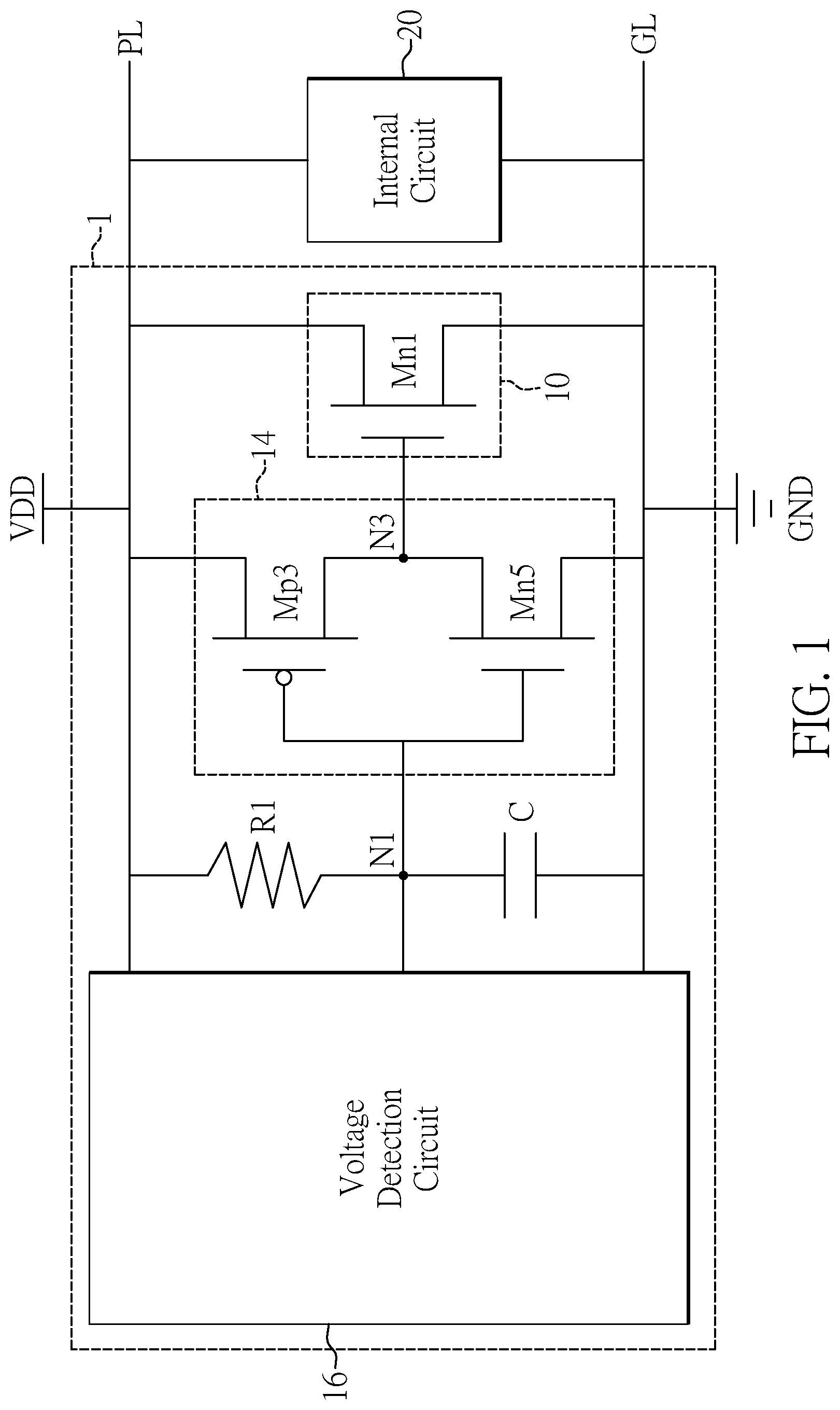 Patent US12622067 — Integrated circuit for power clamping — Figure 1