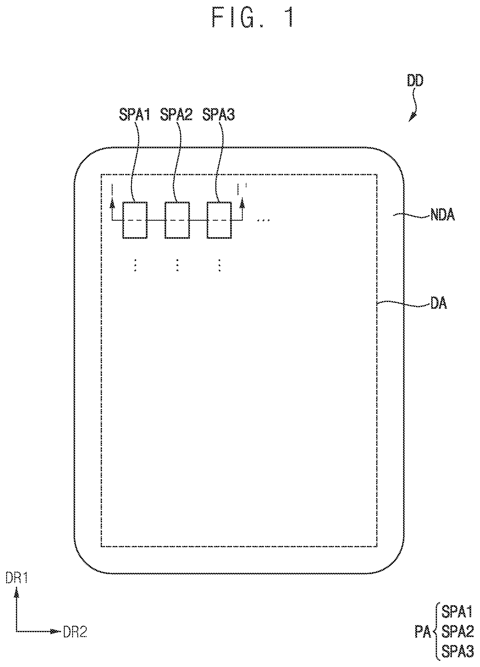 Patent US12622149 — Display device including thickness compensation pattern on pixel electrode and method of manufacturing the same — Figure 1