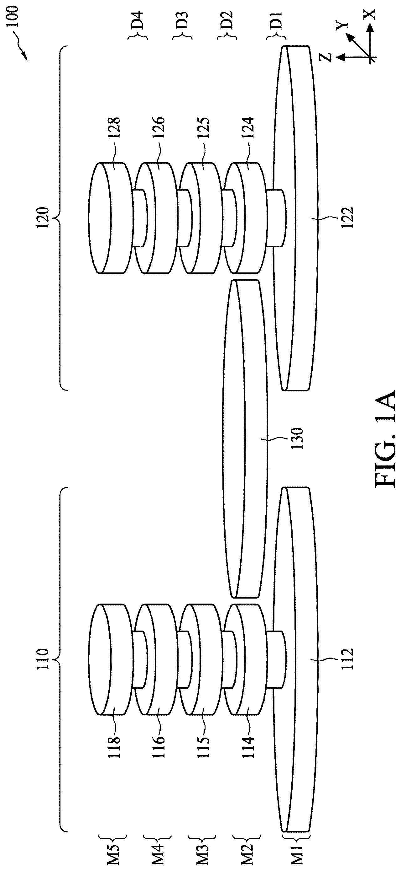 Patent US12622256 Figure 1 – Conductive via structures for far-end crosstalk cancellation