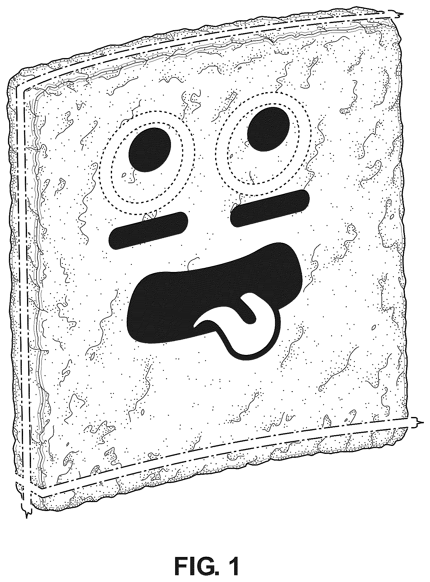 Patent USD1123298 Figure 1 – Cereal food piece with emoji