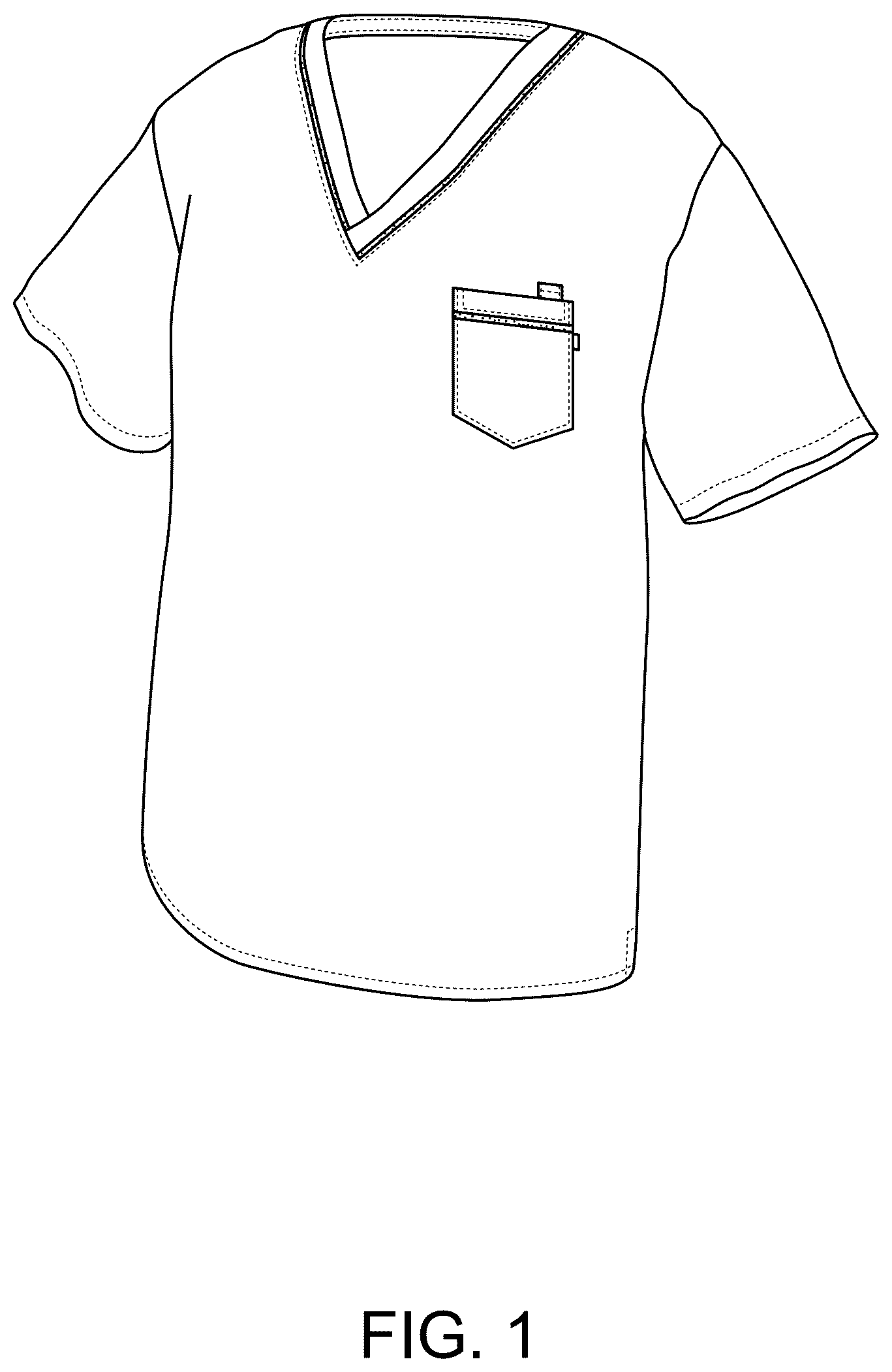 Patent USD1123306 Figure 1 – Medical garment top