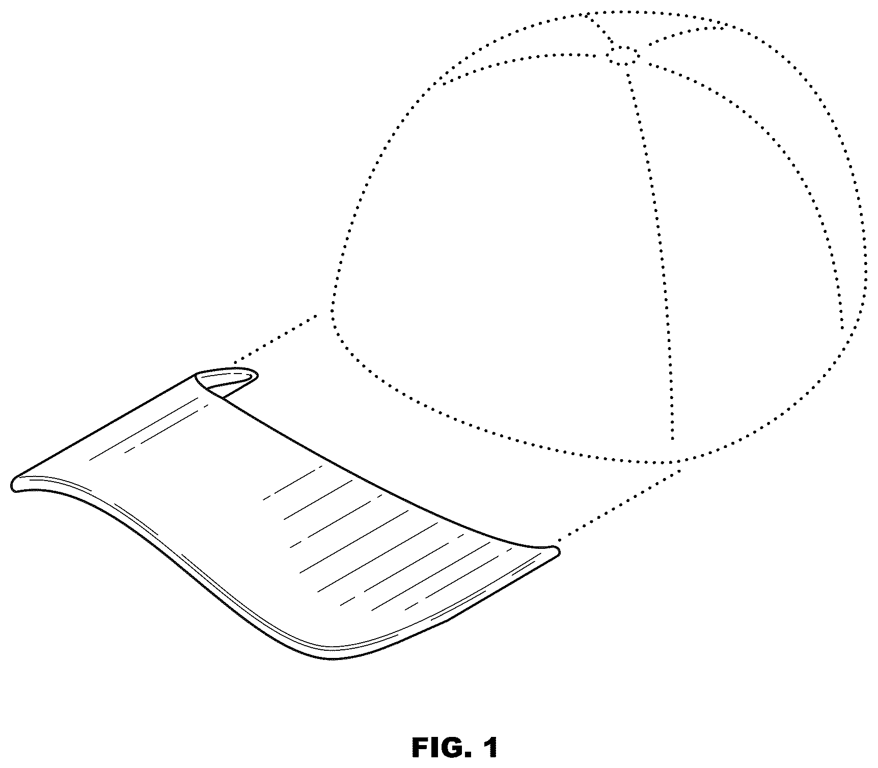 Patent USD1123317 Figure 1 – Curved visor
