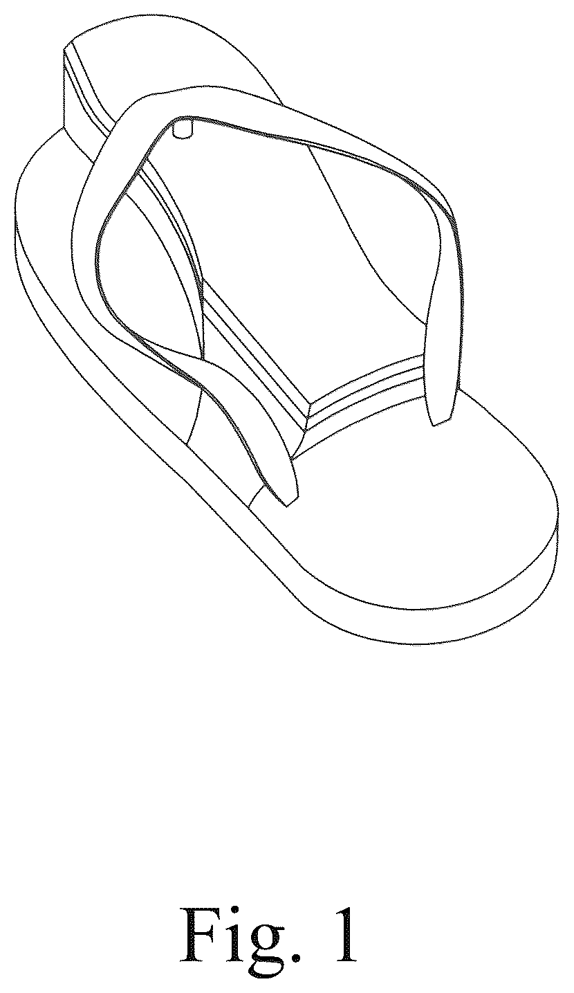 Patent USD1123325 Figure 1 – Flip flop style footwear