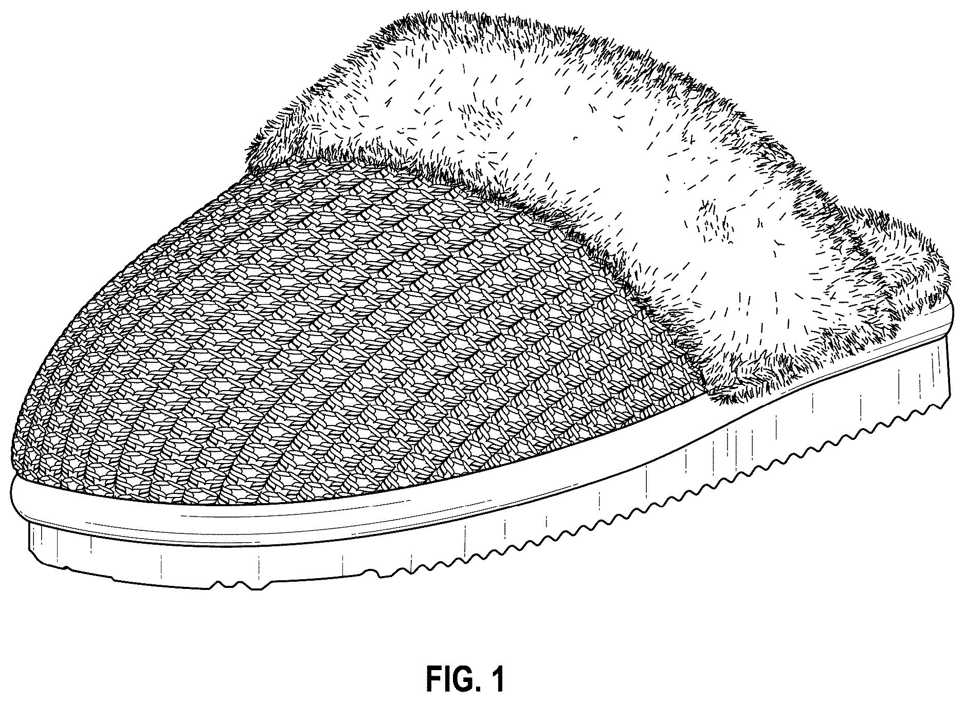 Patent USD1123327 Figure 1 – Knitted slippers