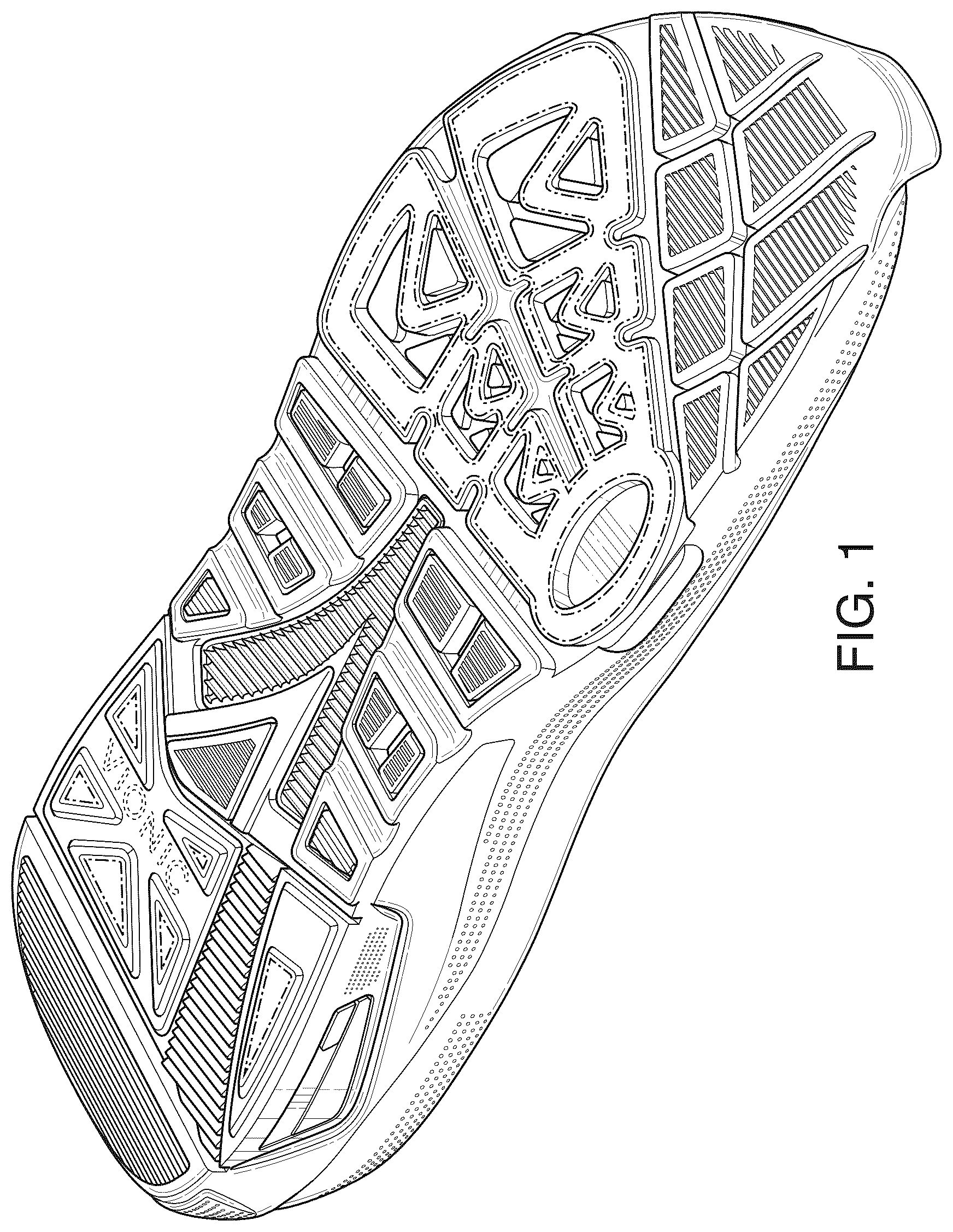 Patent USD1123334 Figure 1 – Shoe sole