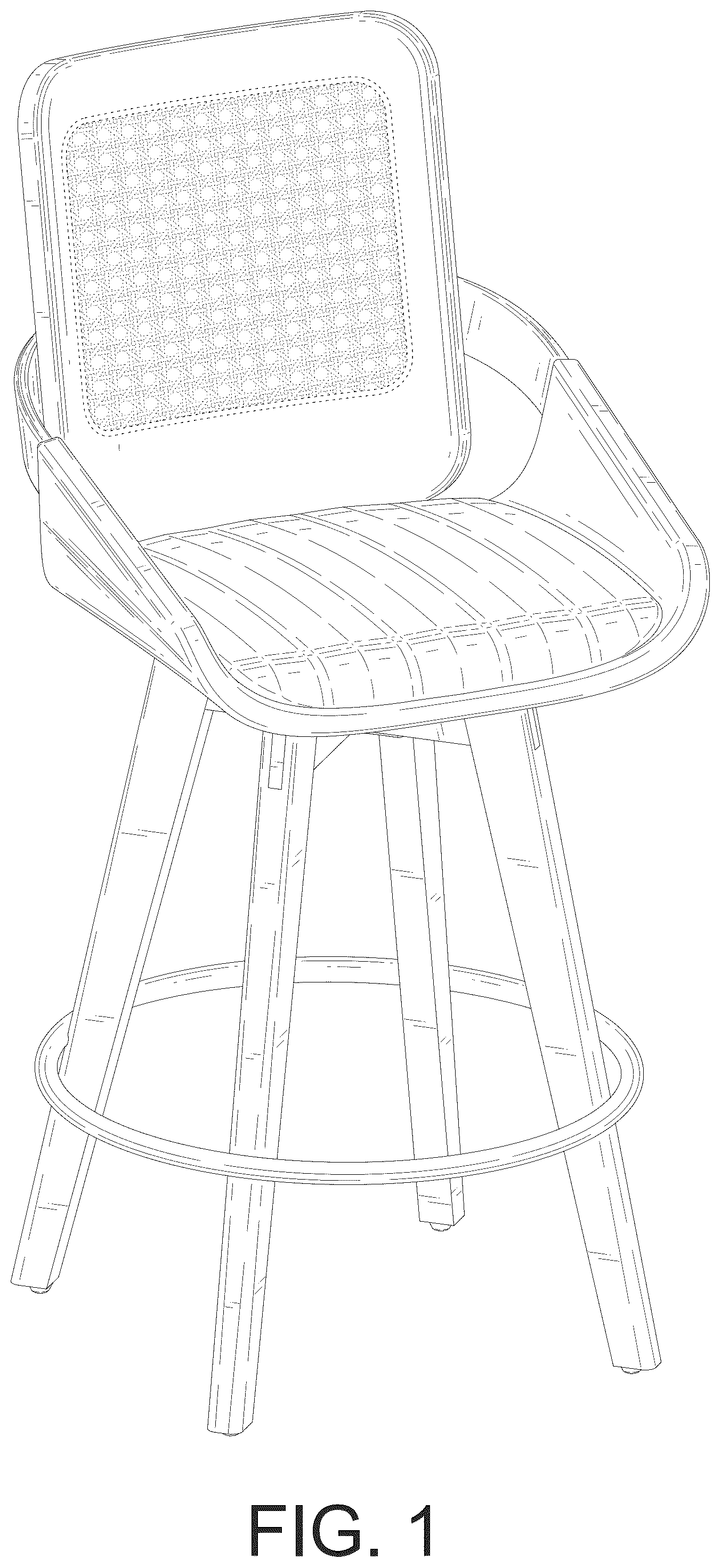 Patent USD1123426 Figure 1 – Swivel bar stool