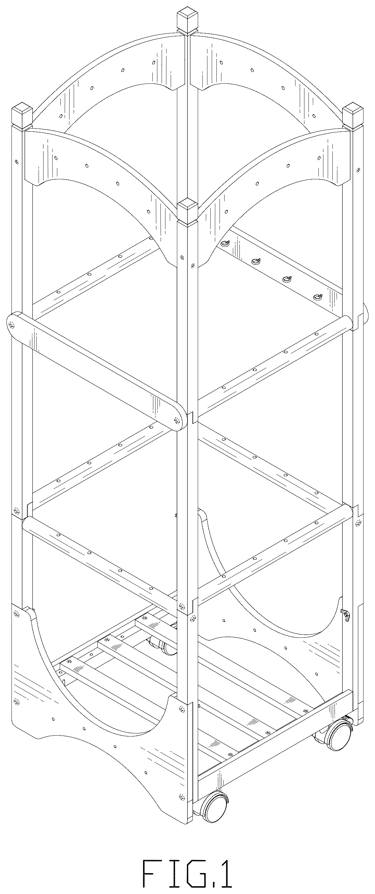 Patent USD1123465 Figure 1 – Toy storage rack