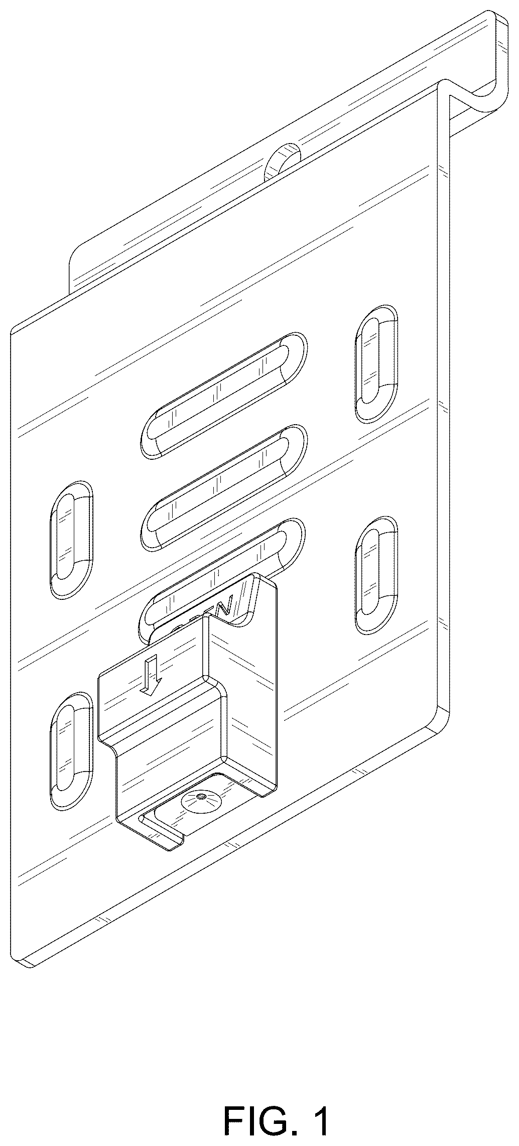 Patent USD1123593 — Backplate for slatwall — Figure 1