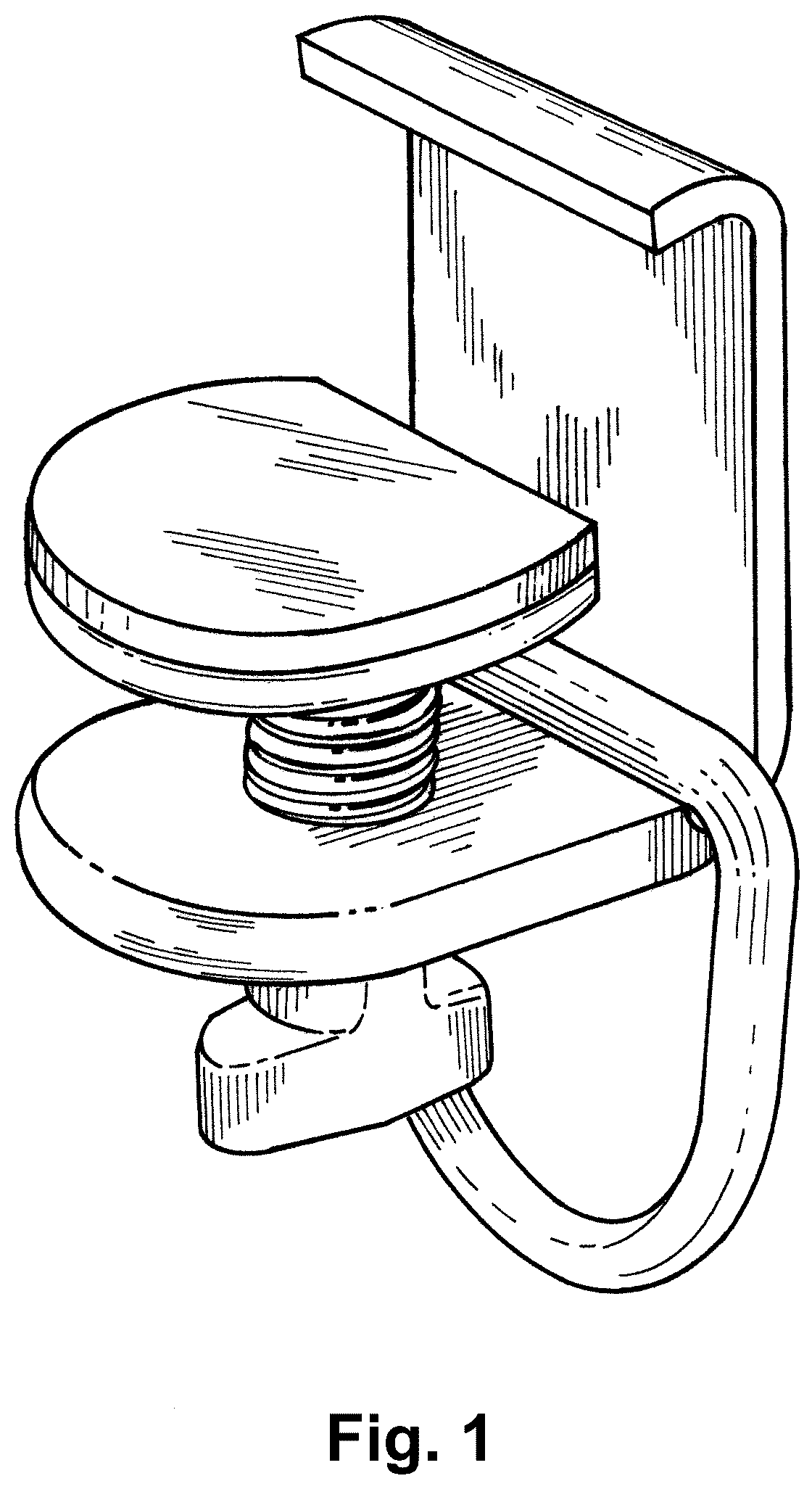 Patent USD1123603 — Clamp with loop hanger — Figure 1