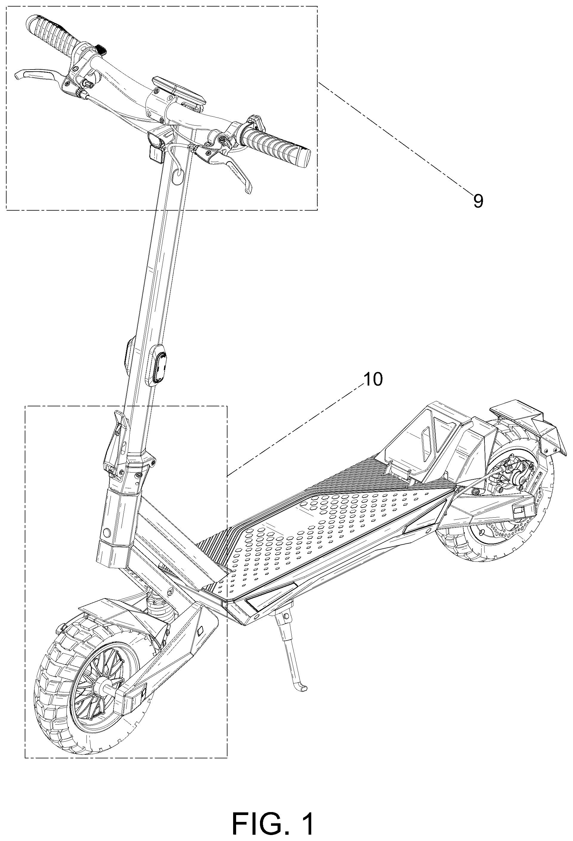 Patent USD1123727 Figure 1 – Electric scooter