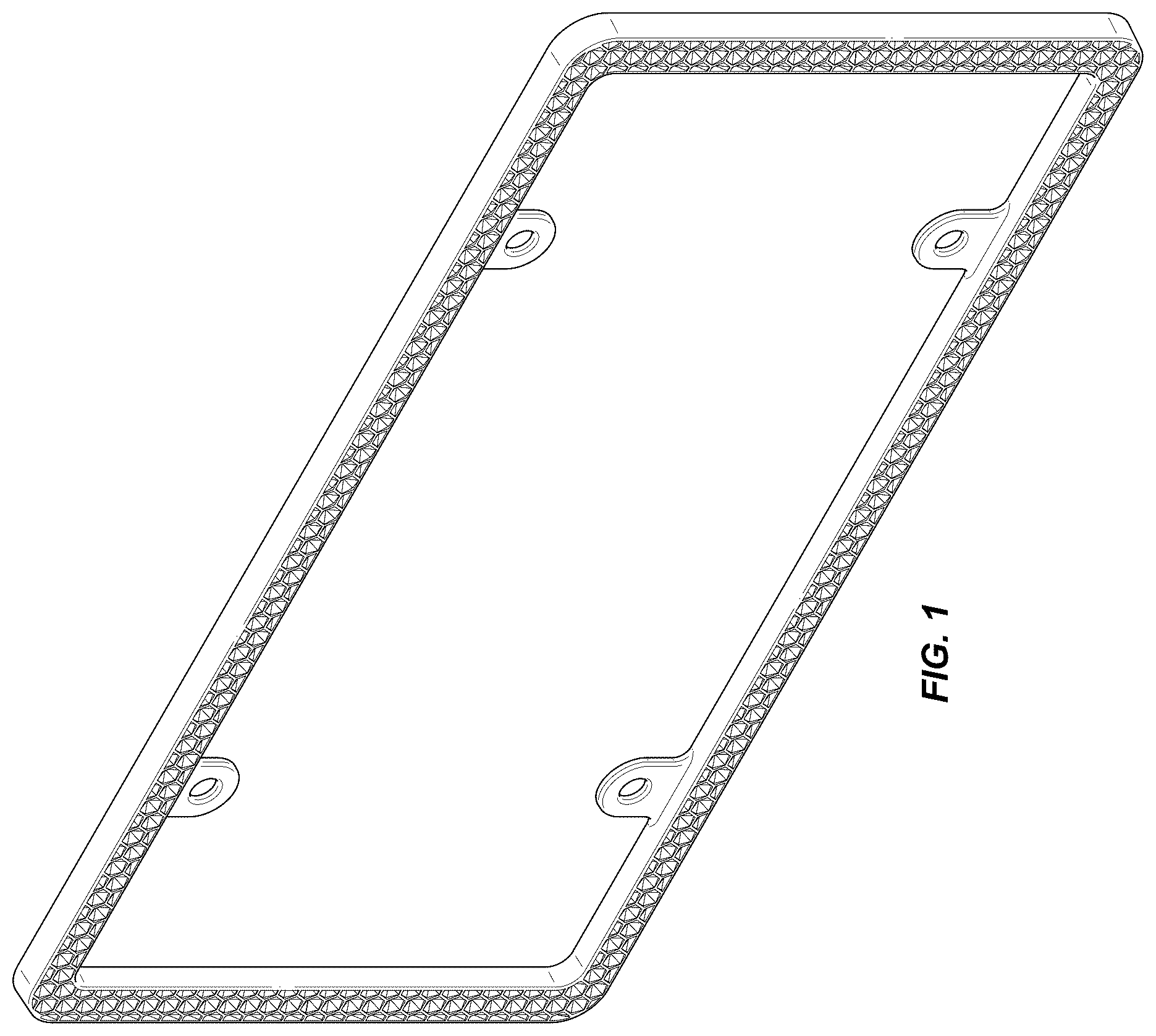 Patent USD1123765 Figure 1 – License plate frame