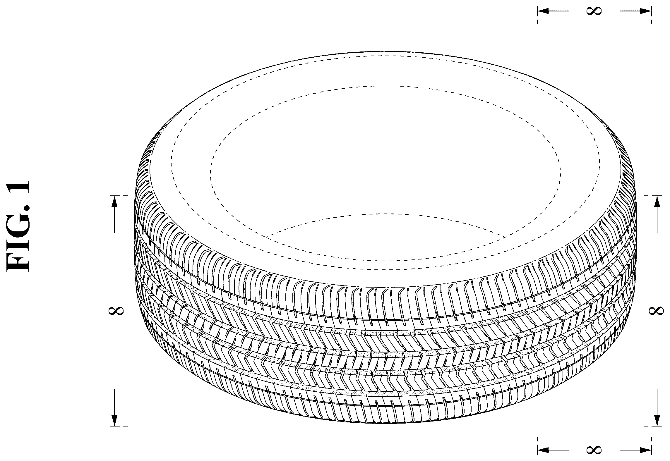 Patent USD1123796 Figure 1 – Automobile tire