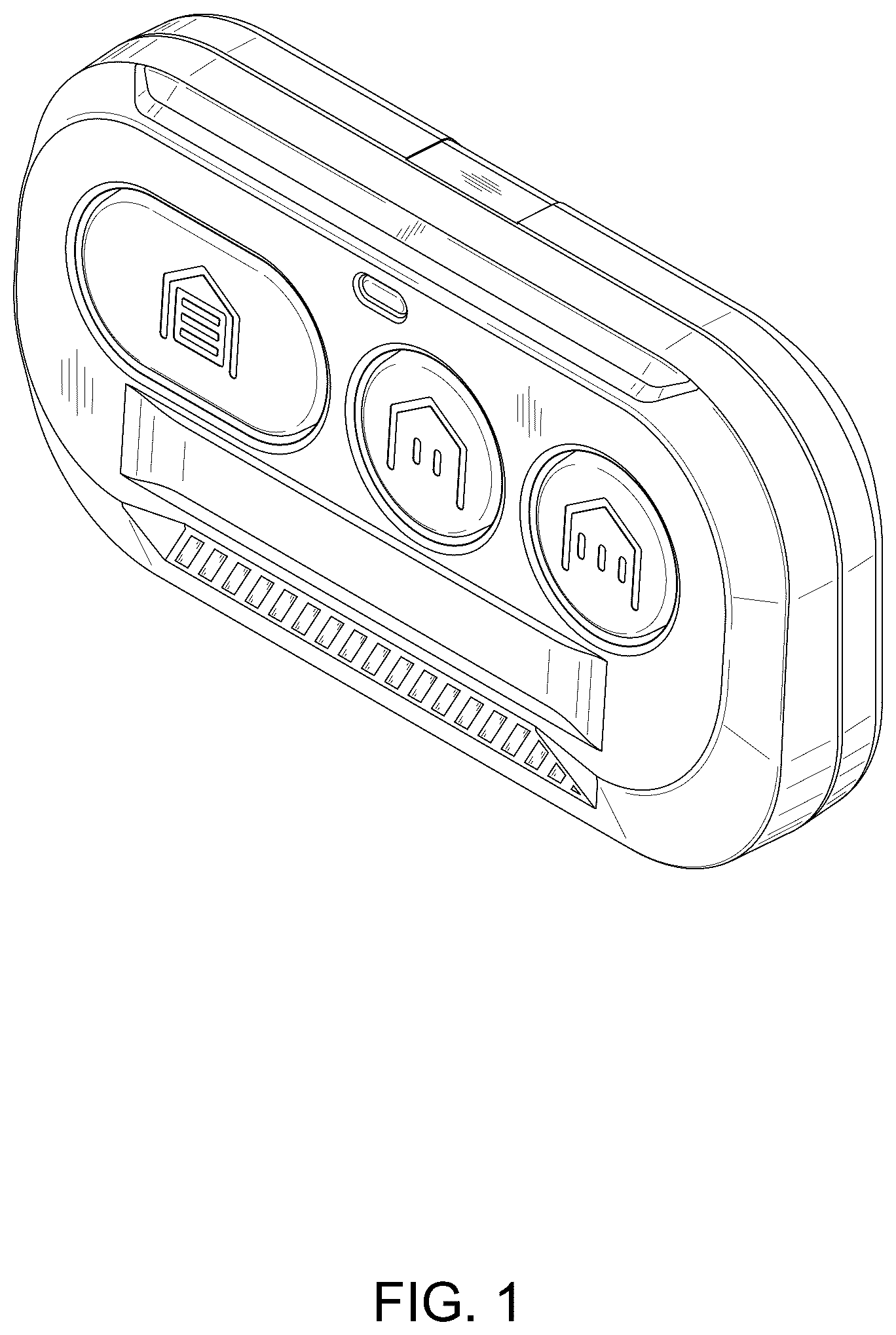 Patent USD1123882 Figure 1 – Small remote operating device for an automatic door controller