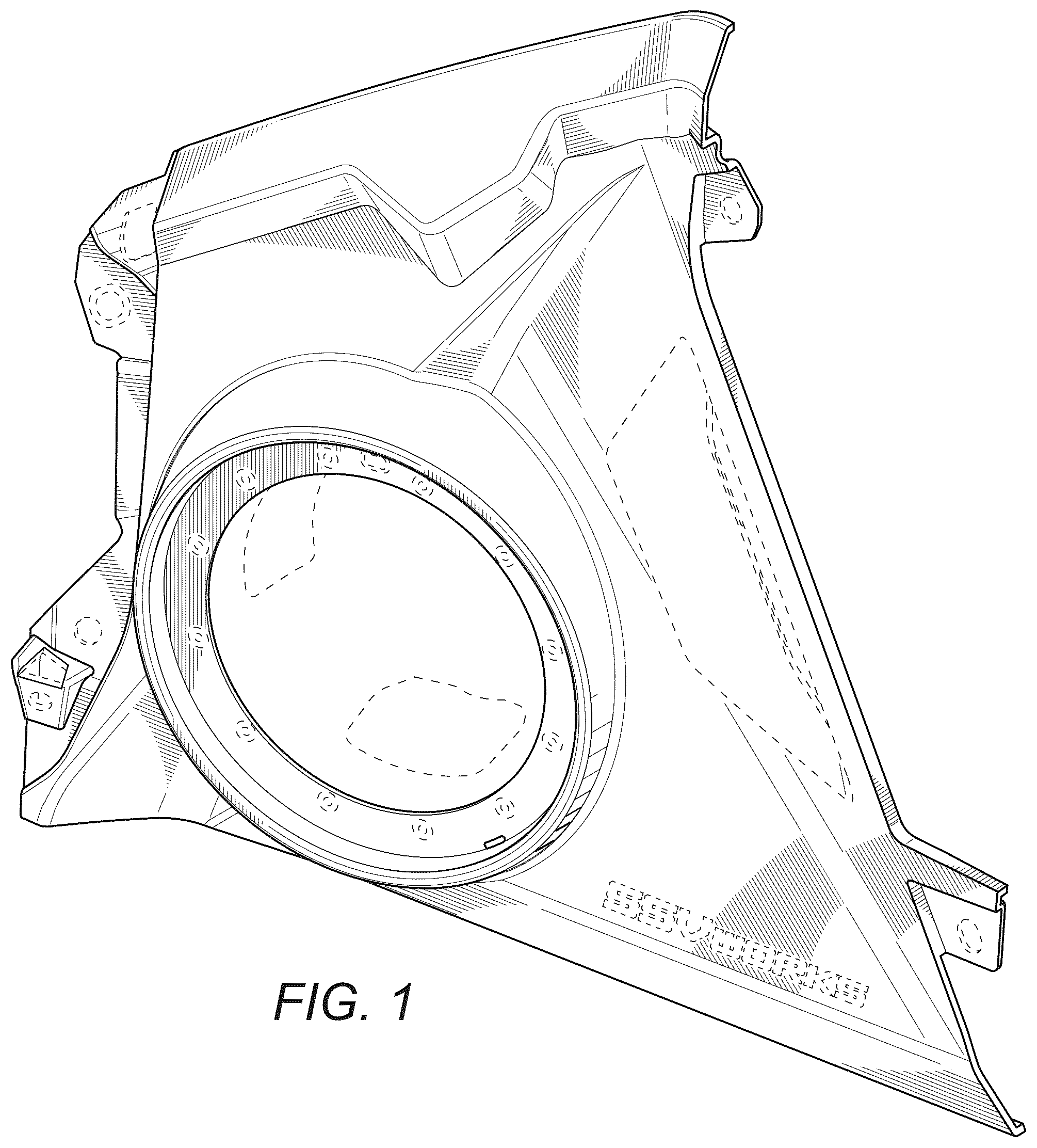 Patent USD1123899 Figure 1 – Angled speaker panel