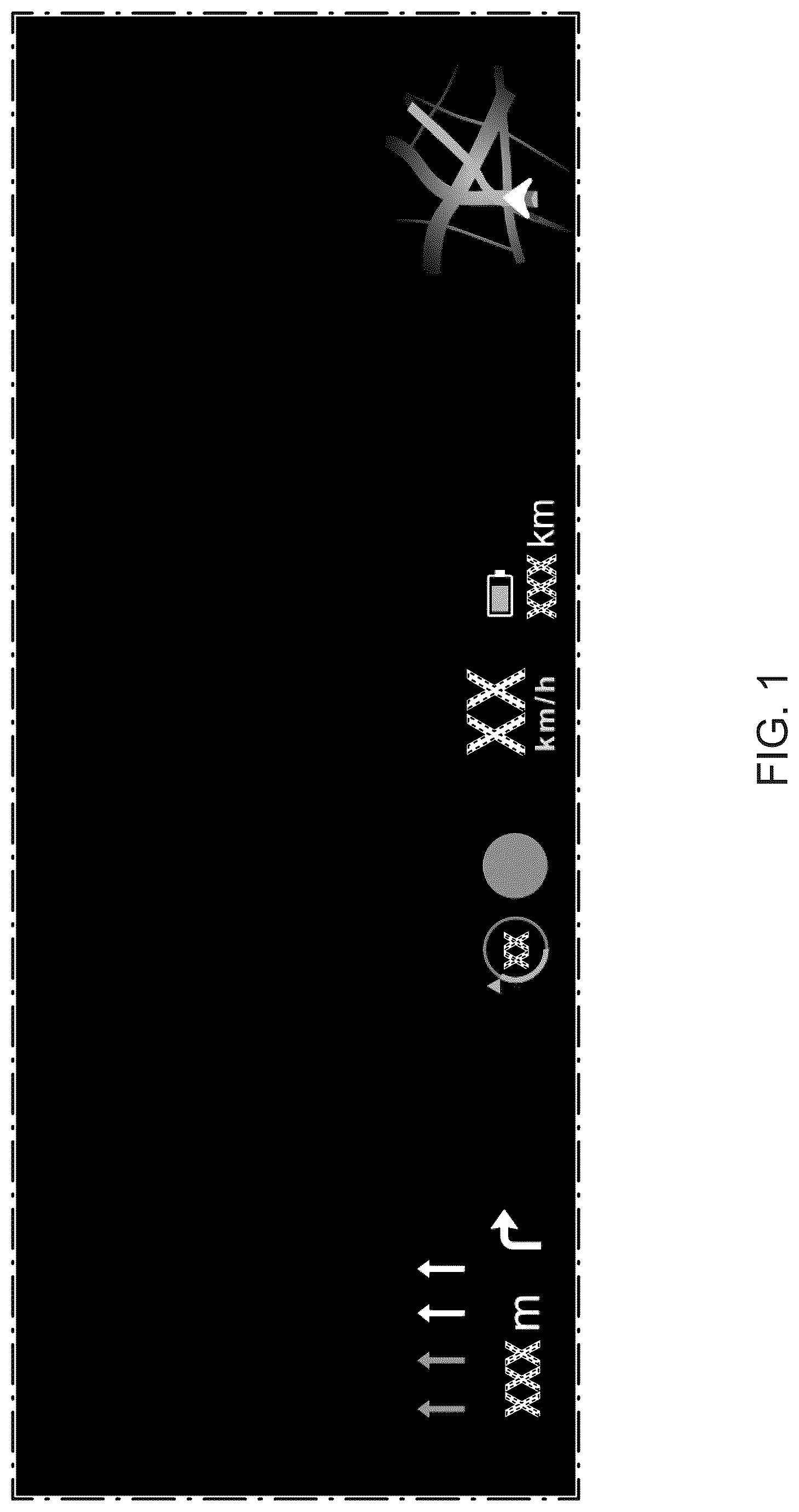 Patent USD1123950 — Display screen panel with graphical user interface for vehicle auxiliary driving status information — Figure 1