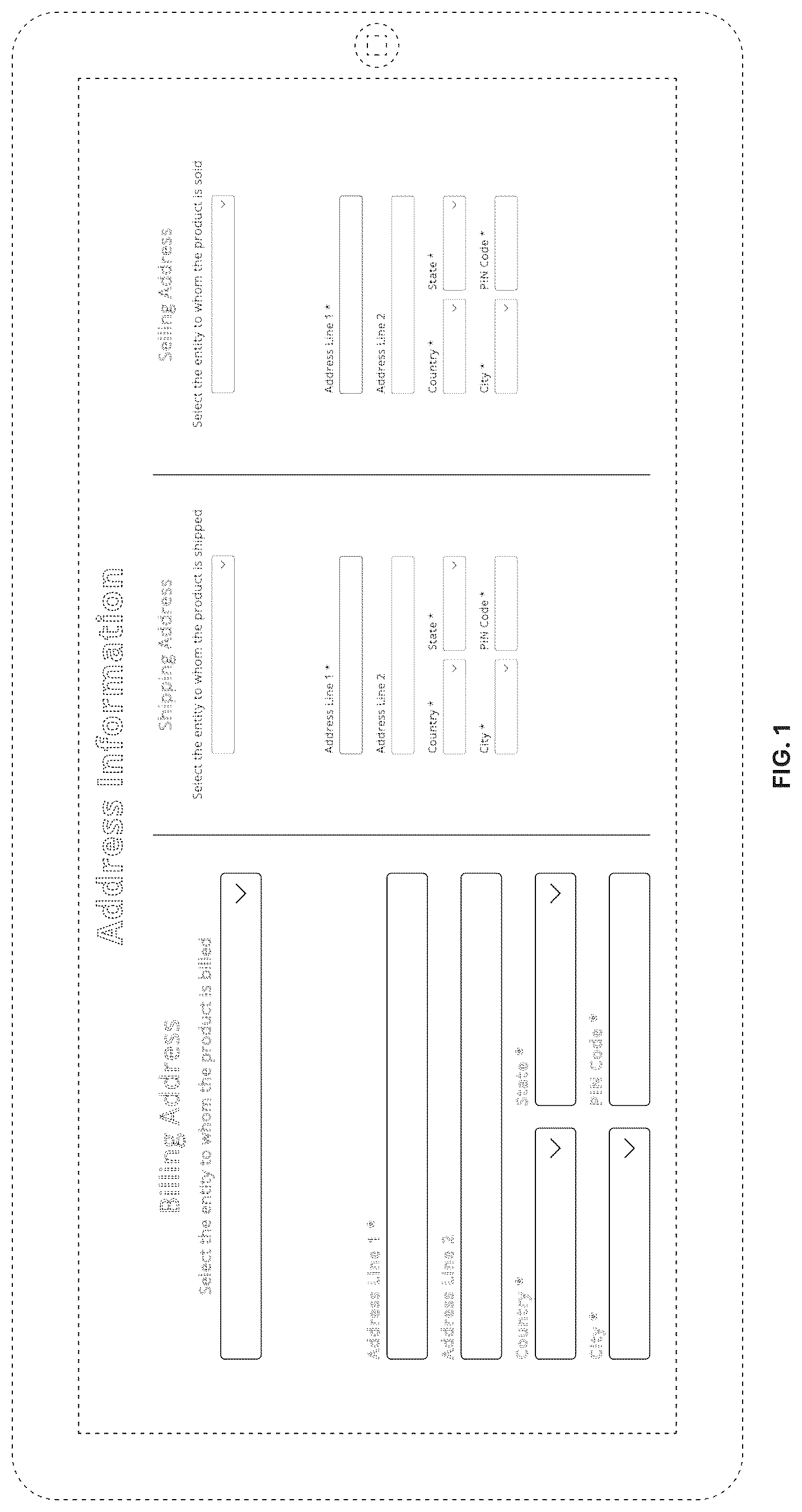 Patent USD1123962 — Display screen with animated graphical user interface for capturing addresses — Figure 1