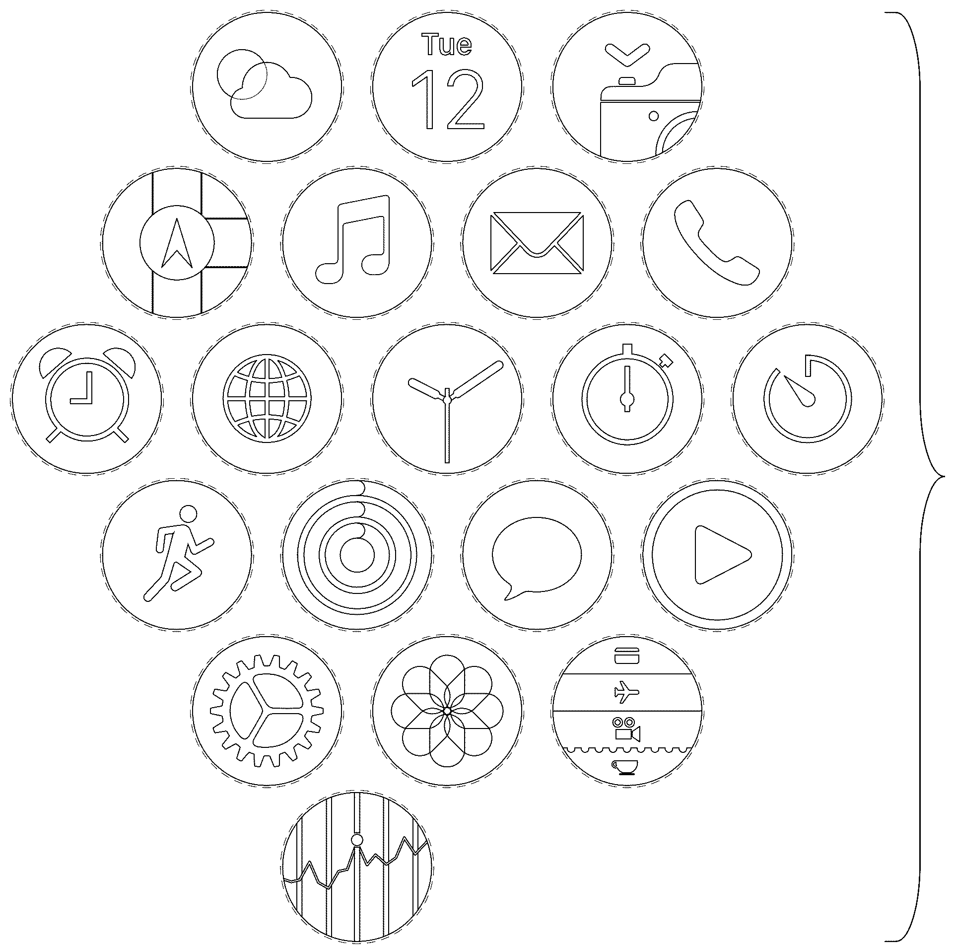 Patent USD1123984 Figure 1 – Display screen or portion thereof with set of icons