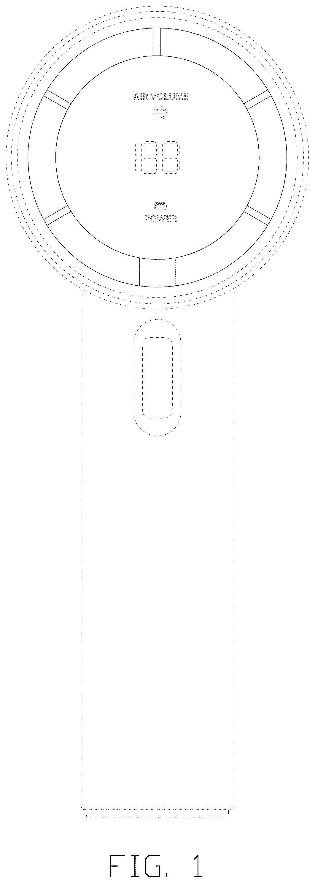 Patent USD1123997 Figure 1 – Portable fan display screen displaying graphical user interface for residual electricity