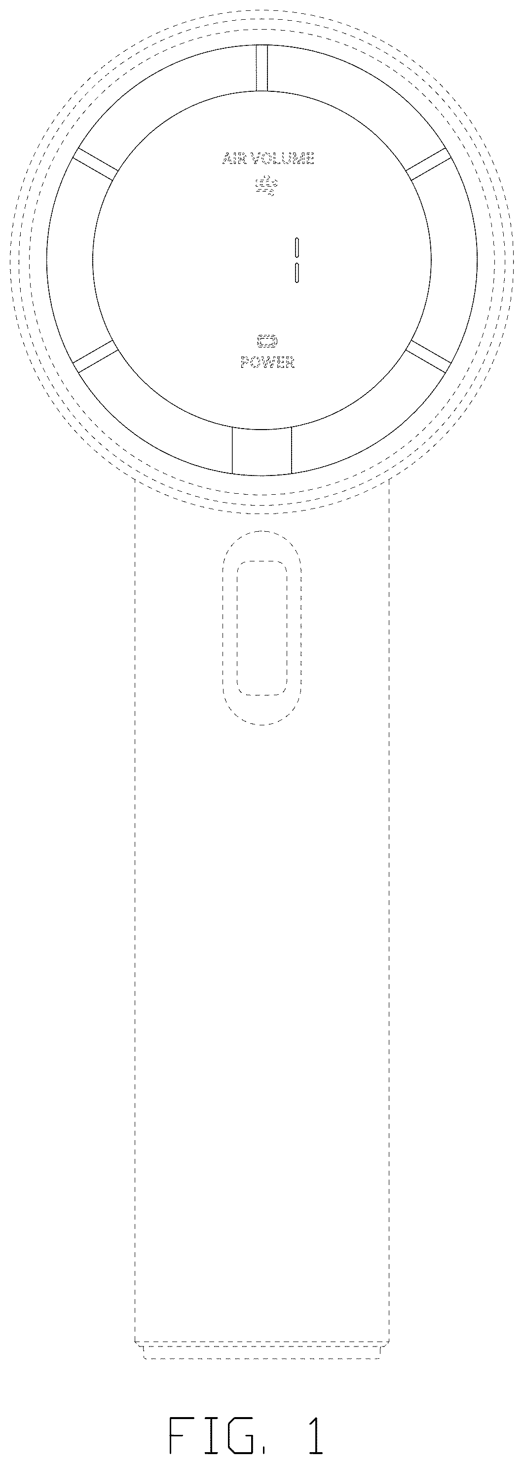 Patent USD1123998 — Portable fan display screen displaying graphical user interface for air volume regulation — Figure 1