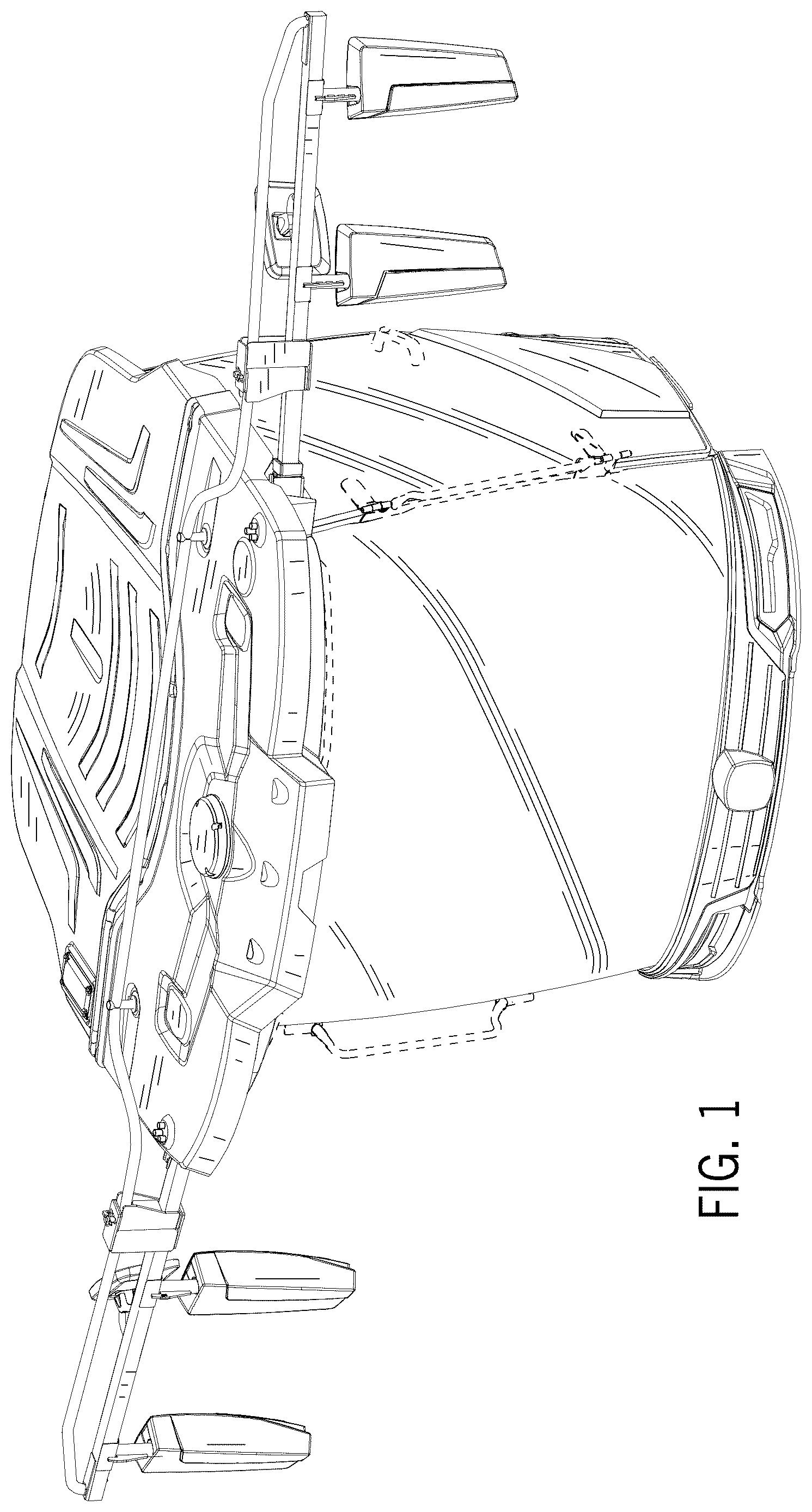 Patent USD1124040 — Operator cabin mirror assembly for work vehicle — Figure 1