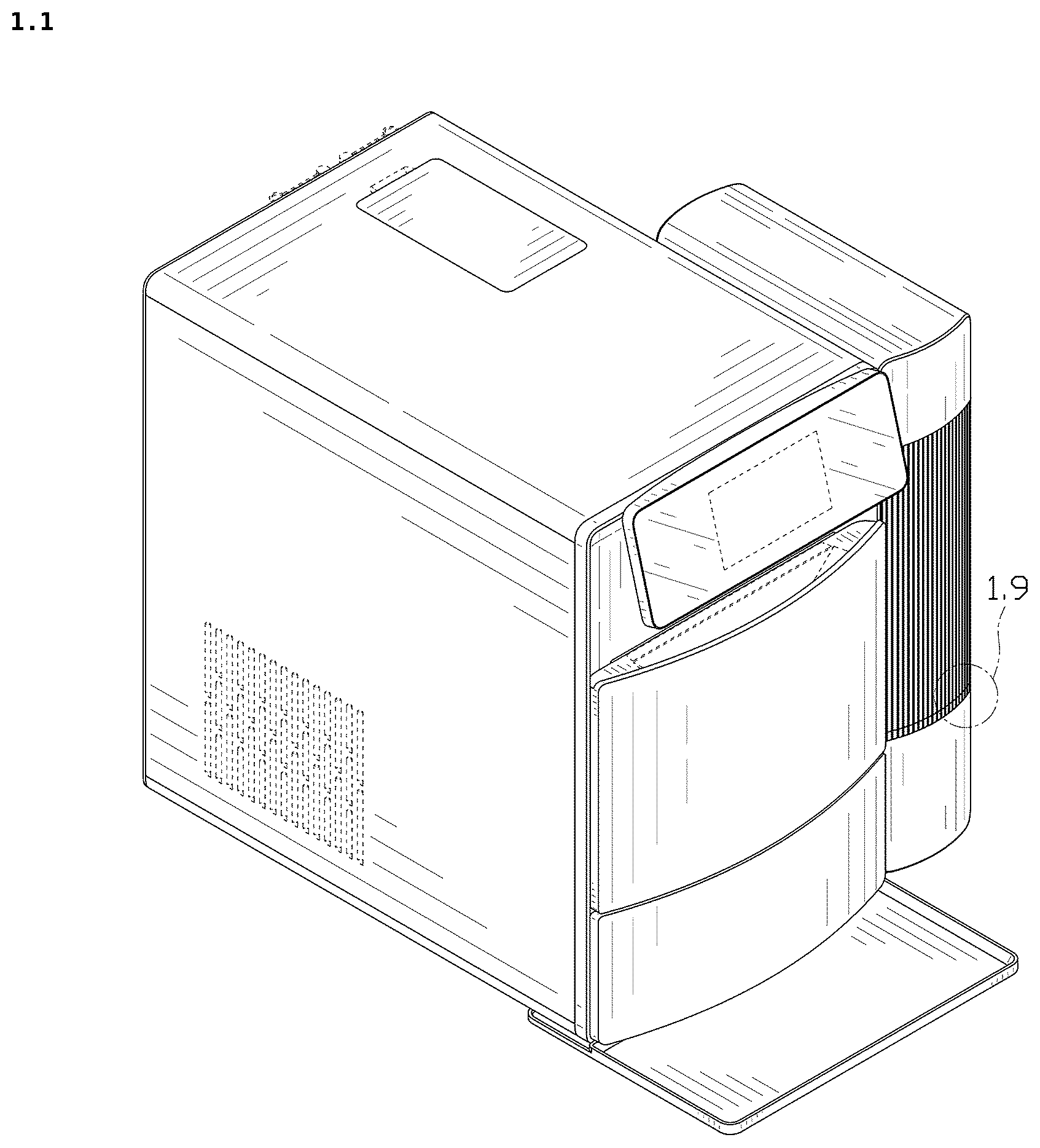 Patent USD1124049 Figure 1 – Ice maker