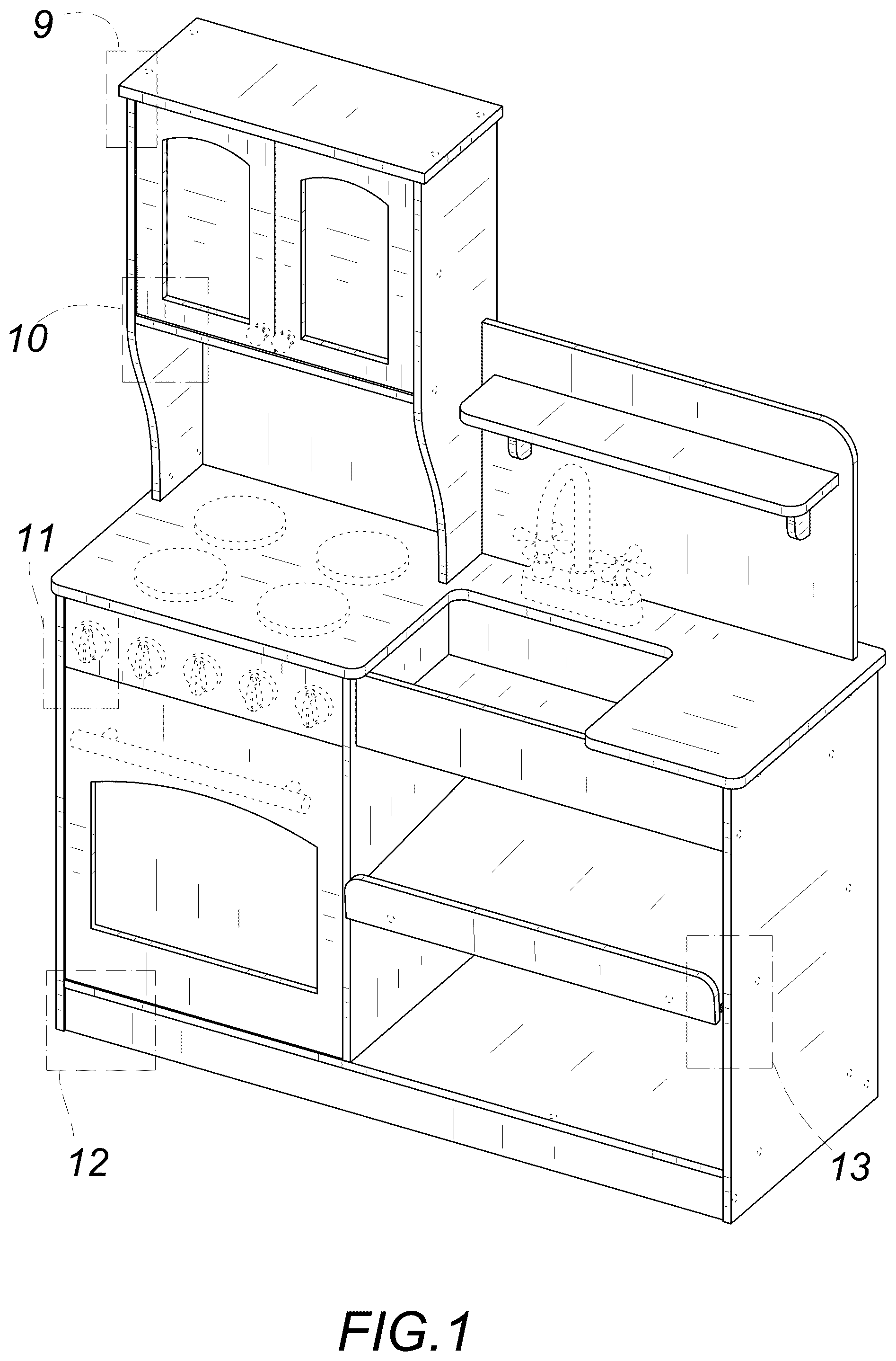 Patent USD1124169 Figure 1 – Toy kitchen