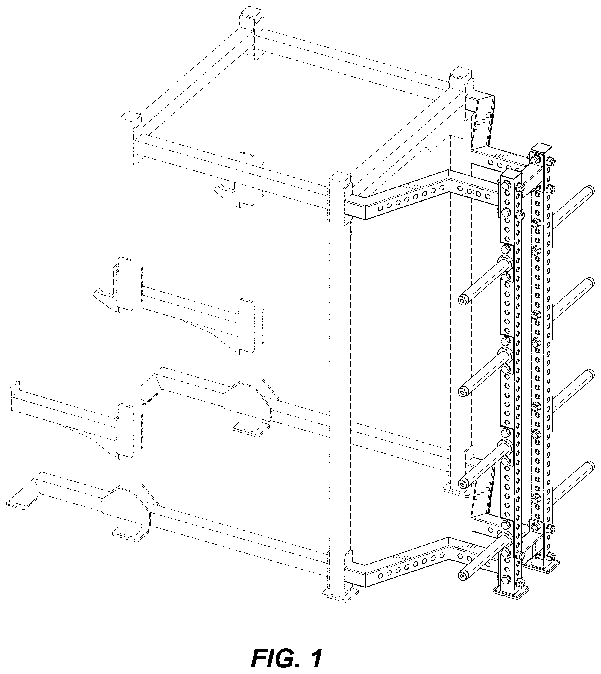 Patent USD1124193 — Storage accessory for a weightlifting equipment rack — Figure 1