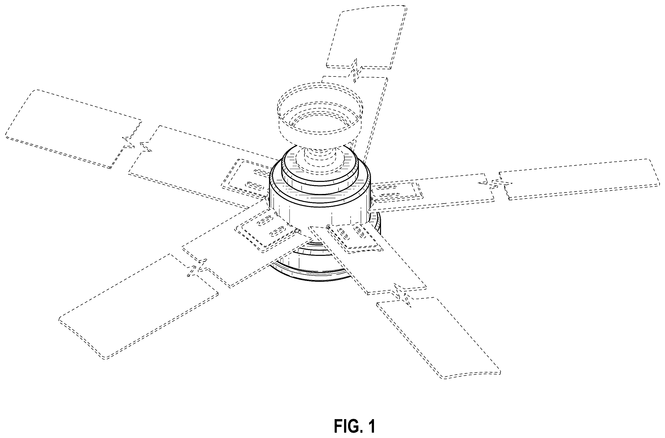 Patent USD1124296 Figure 1 – Ceiling fan