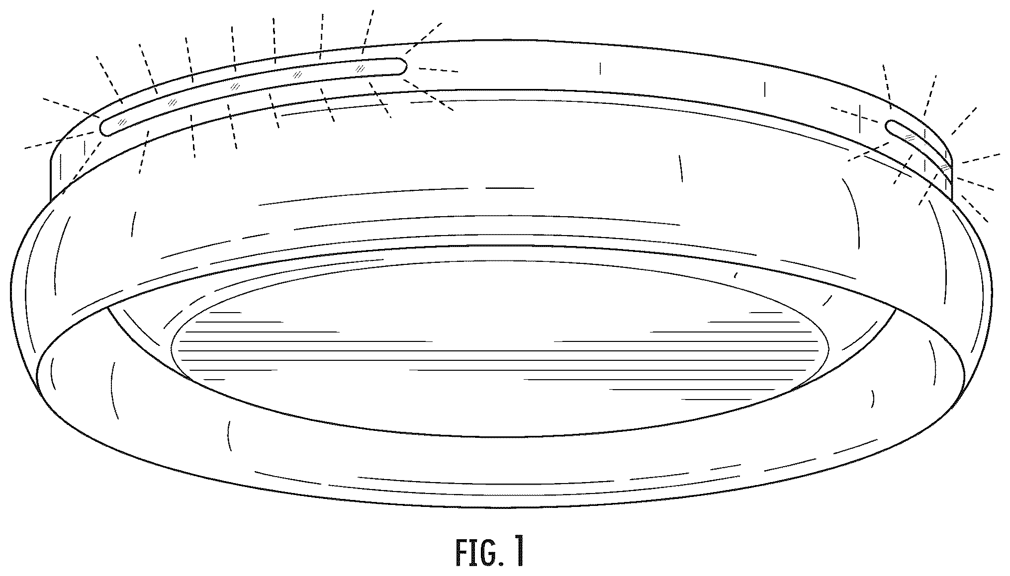 Patent USD1124456 Figure 1 – Ceiling luminaire with a base having an incorporated night light