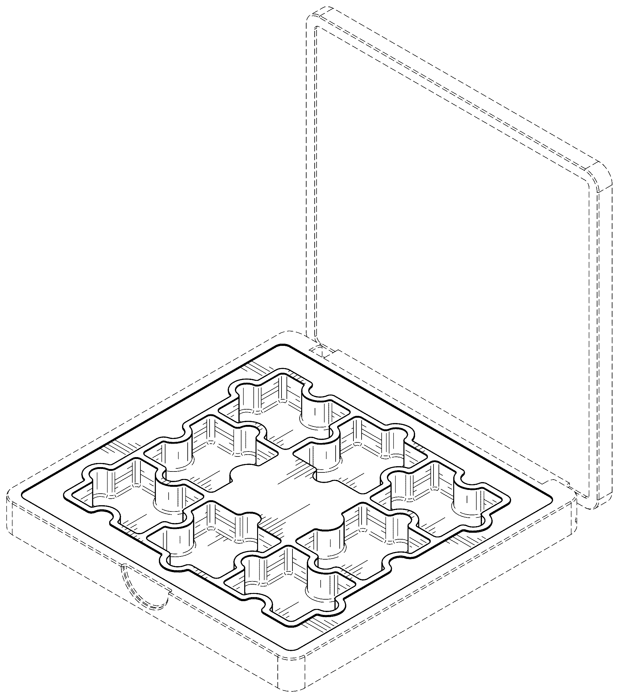 Patent USD1124521 Figure 1 – Puzzle-shaped eye shadow palette interior